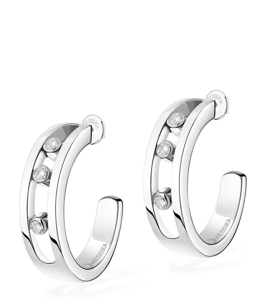 Messika Move Classique White Gold and Diamond Hoop Earrings (0.09ct) White Gold Image 1