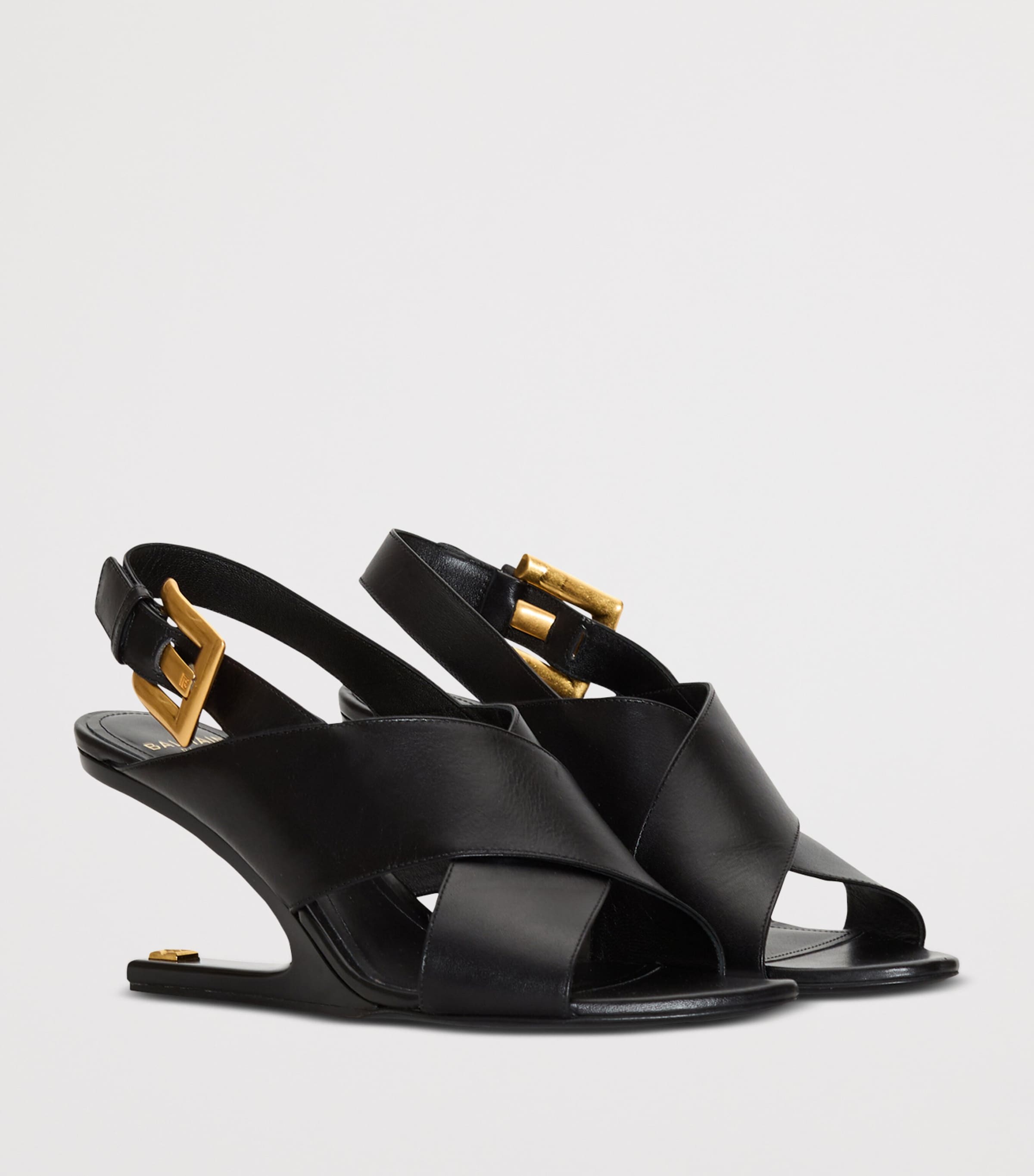 Balmain Leather Anthem No-Wedge Heeled Sandals 75 Noir Image 3