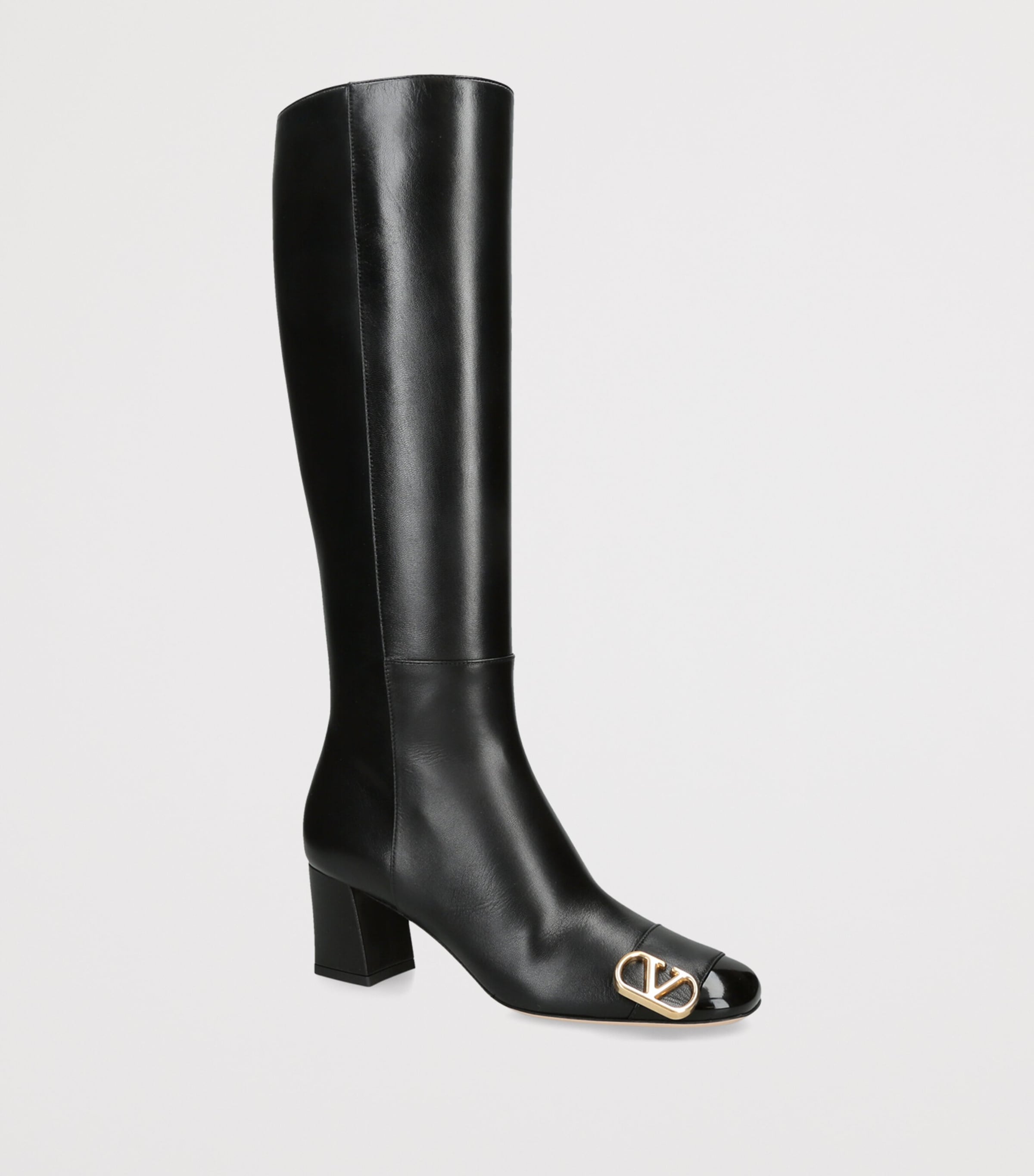 Valentino Garavani Leather Veeside Knee-High Boots 70 Black Image 2