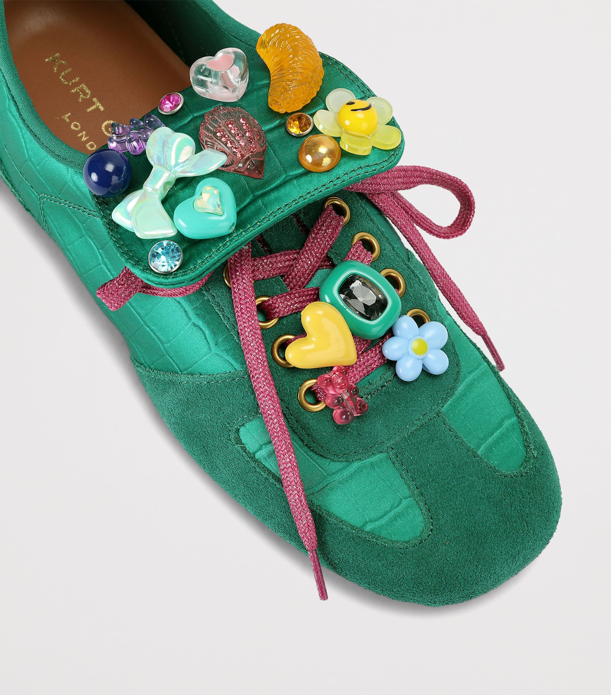 Kurt Geiger London Satin Printed Wembley Sneakers Green Oth Image 2