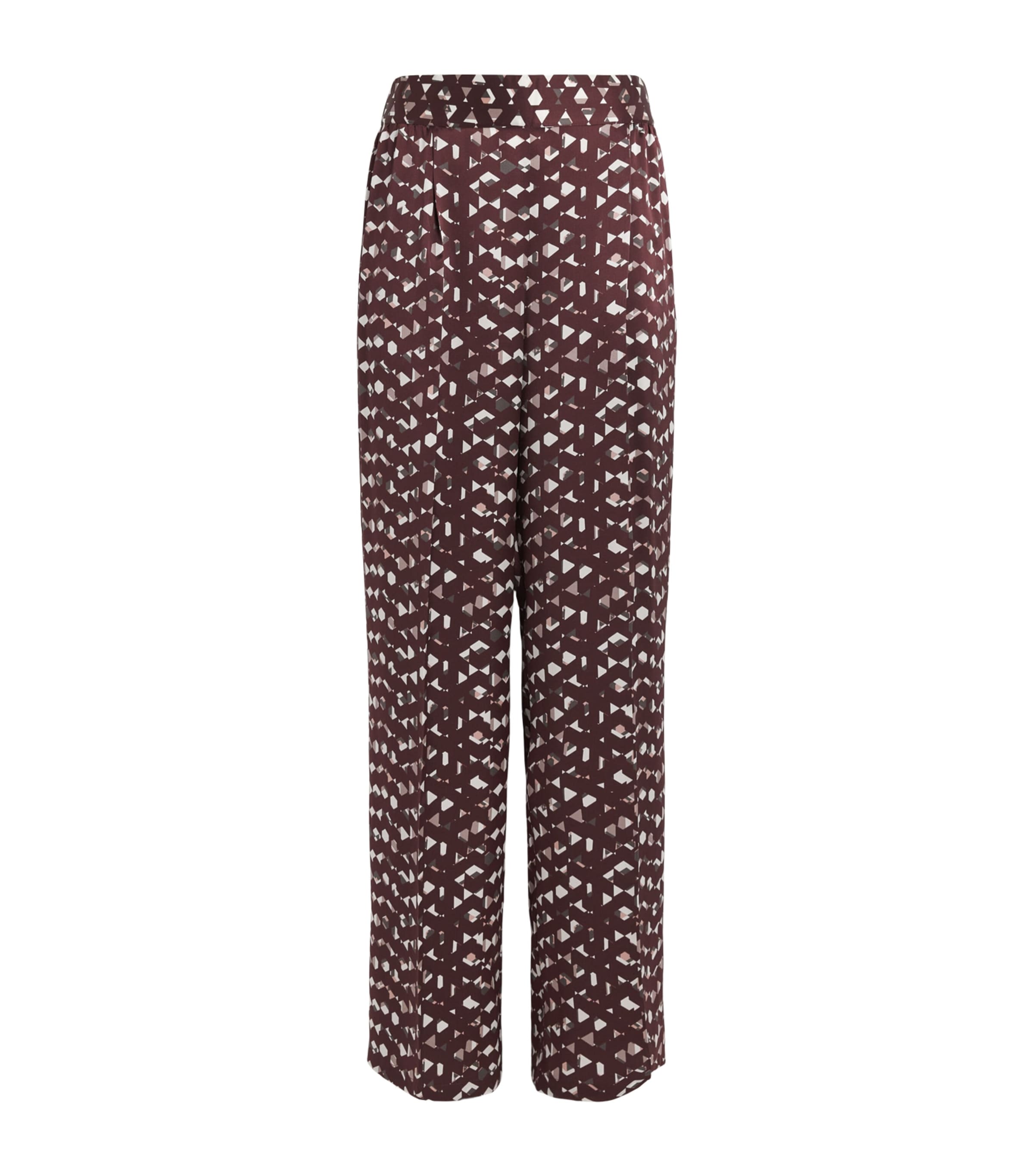 Kiton Womens Silk Printed Trousers Bordeaux Print Image 1