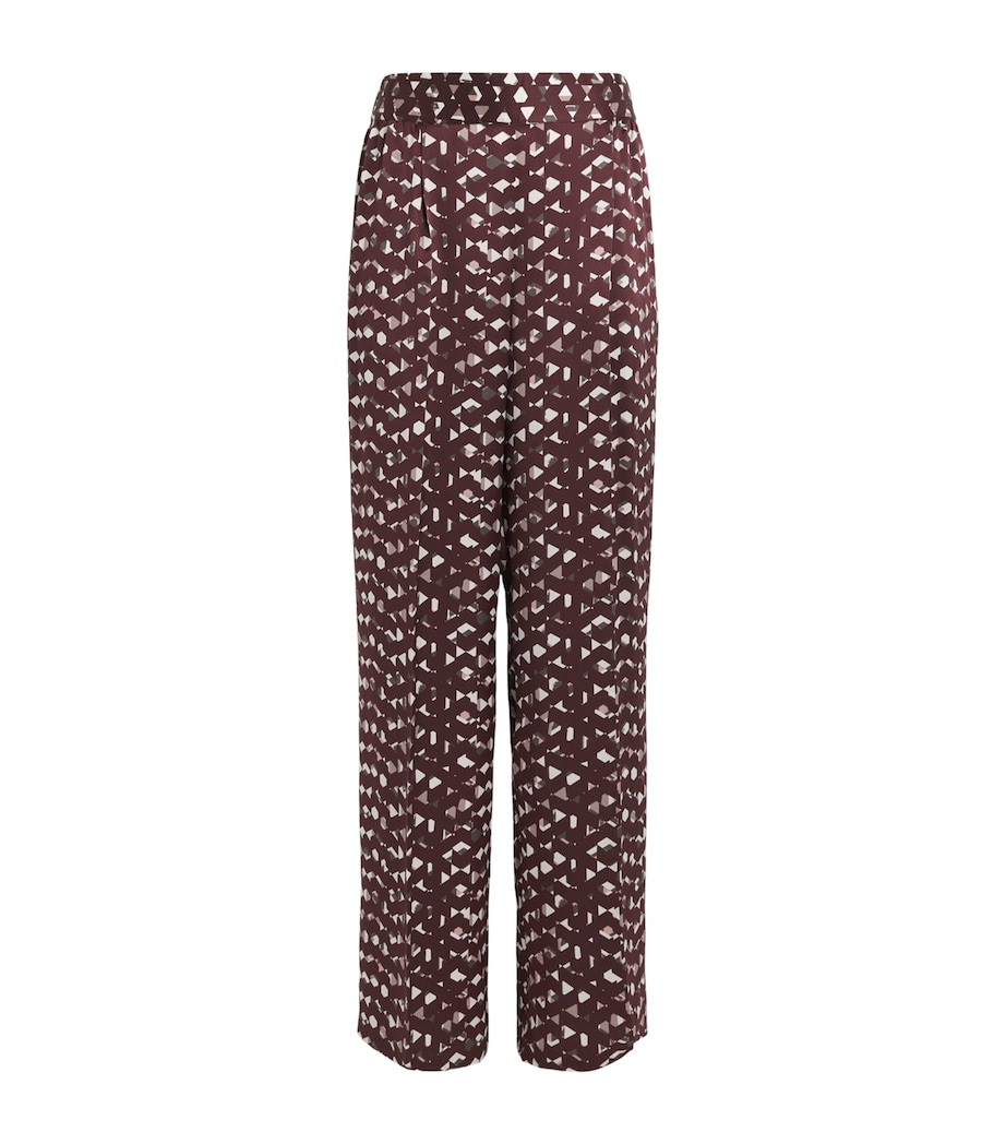Kiton Womens Silk Printed Trousers Bordeaux Print Image 1