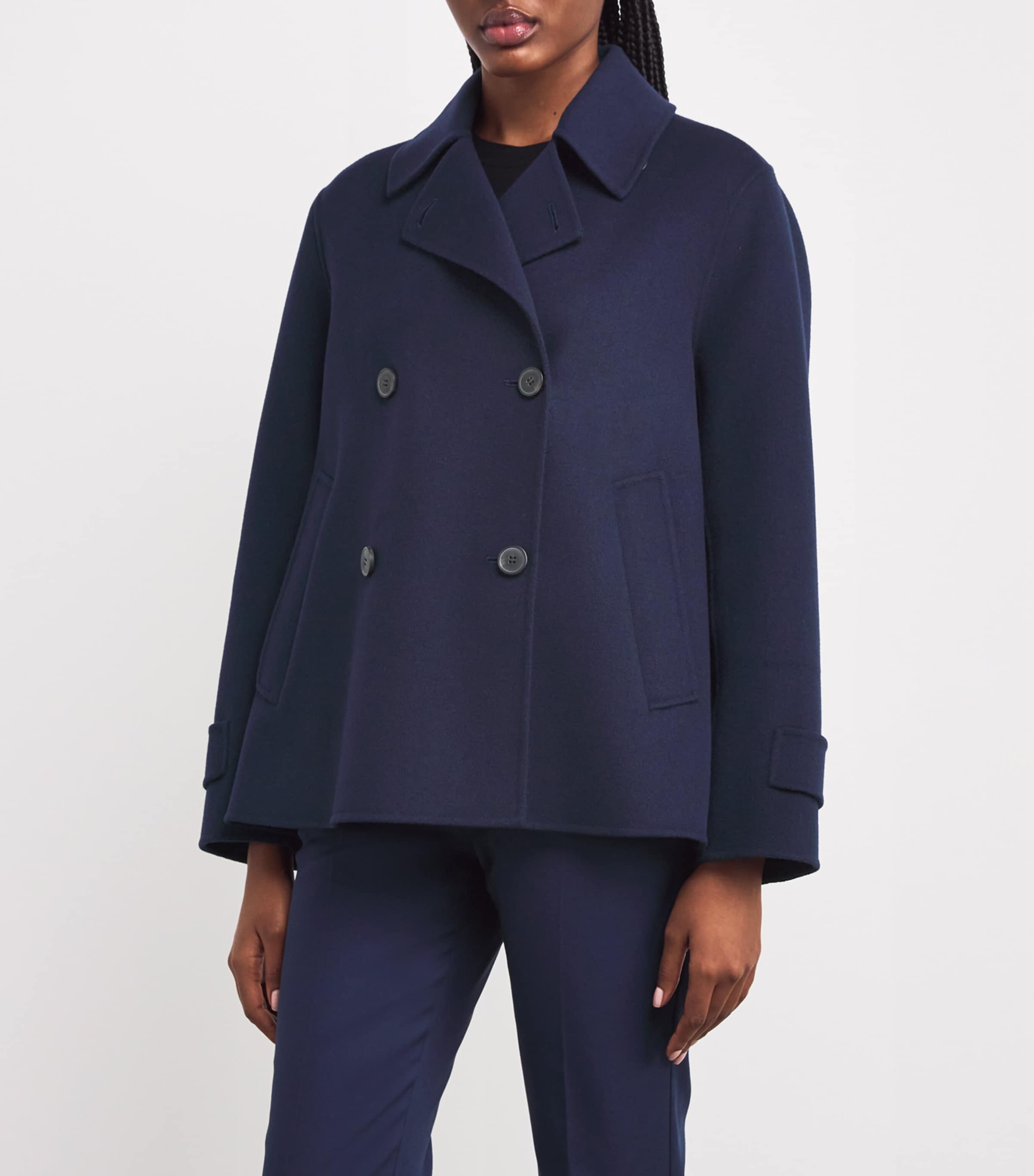 Virgin Wool-Blend Pea Coat NAVY Image 3