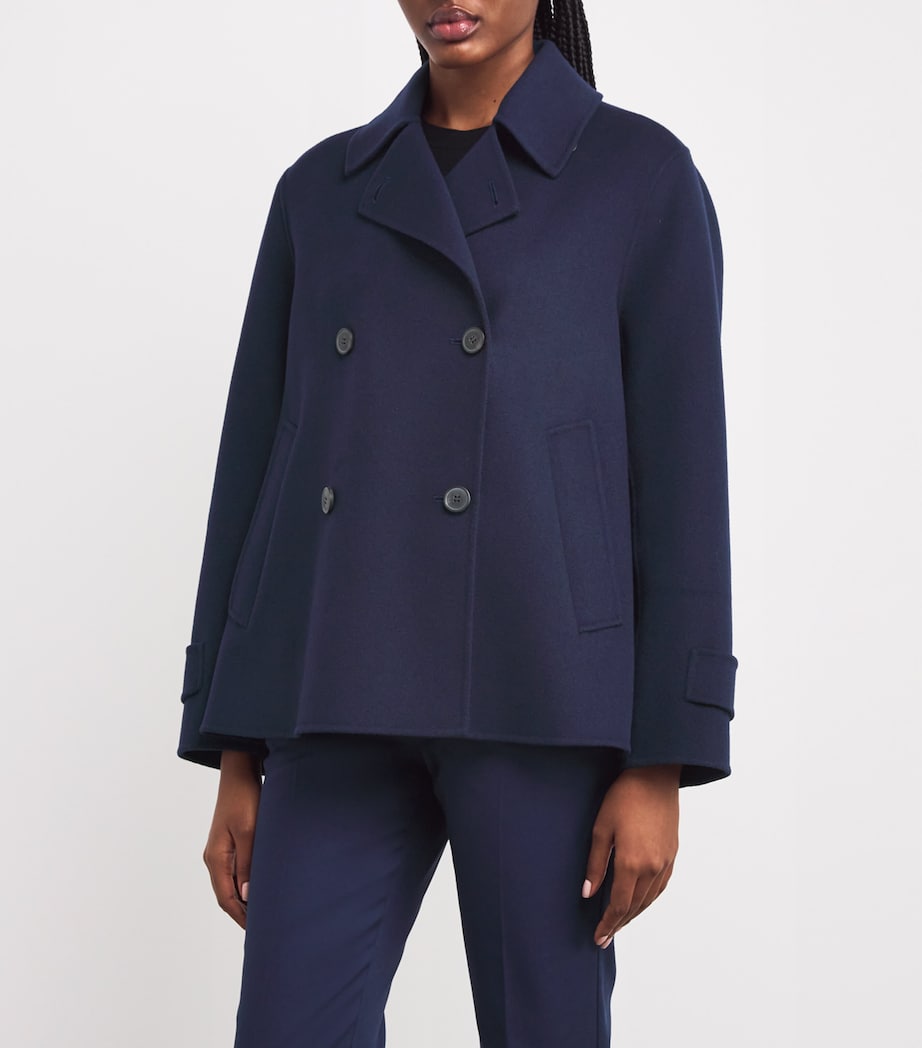 Virgin Wool-Blend Pea Coat NAVY Image 3