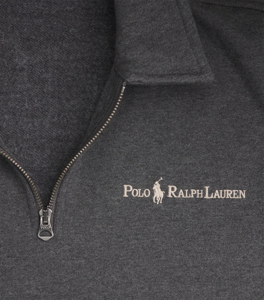 Cotton-Blend Quarter-Zip Collared Sweatshirt GREY Image 5