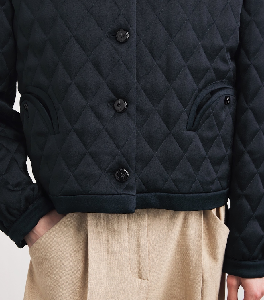 Quilted Gliss Cropped Jacket 0017 DARK NAVY Image 6