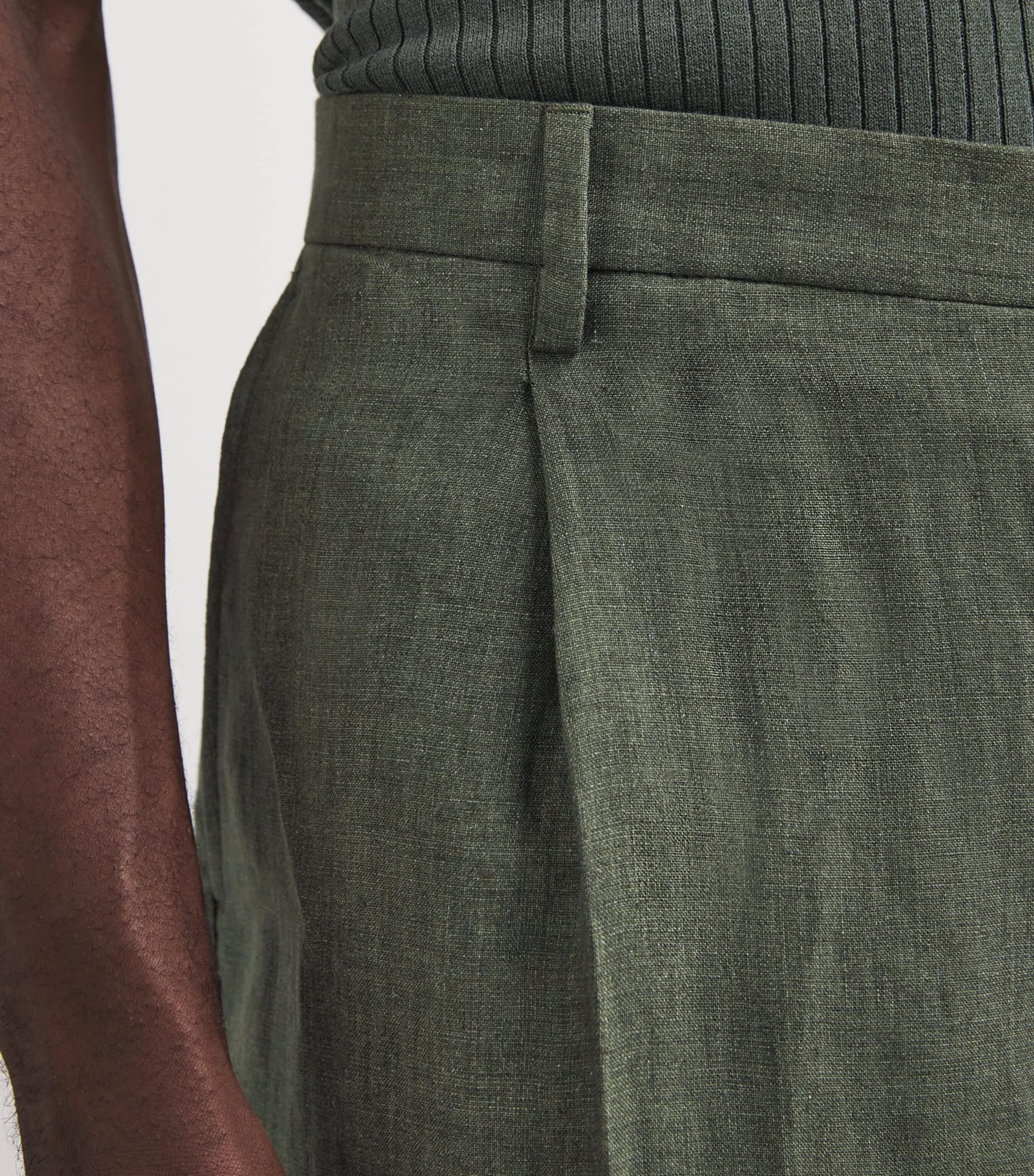 Linen Pleated Trousers GNGC-HUNTER GREEN Image 6
