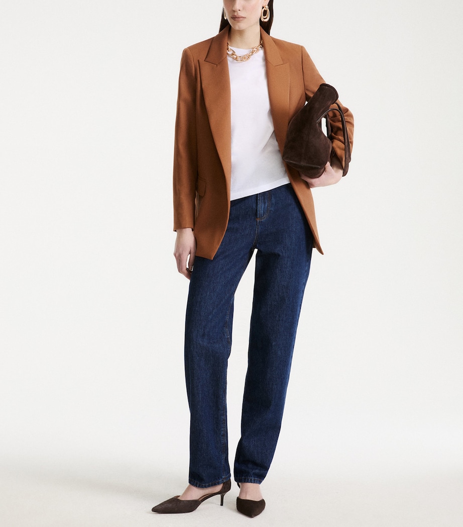 Marella Womens Gabardine Blazer Tobacco Brown Image 2
