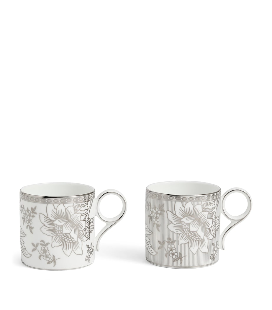Set of 2 Bone China Silver Tonquin Mugs (330ml) SILVER Image 1