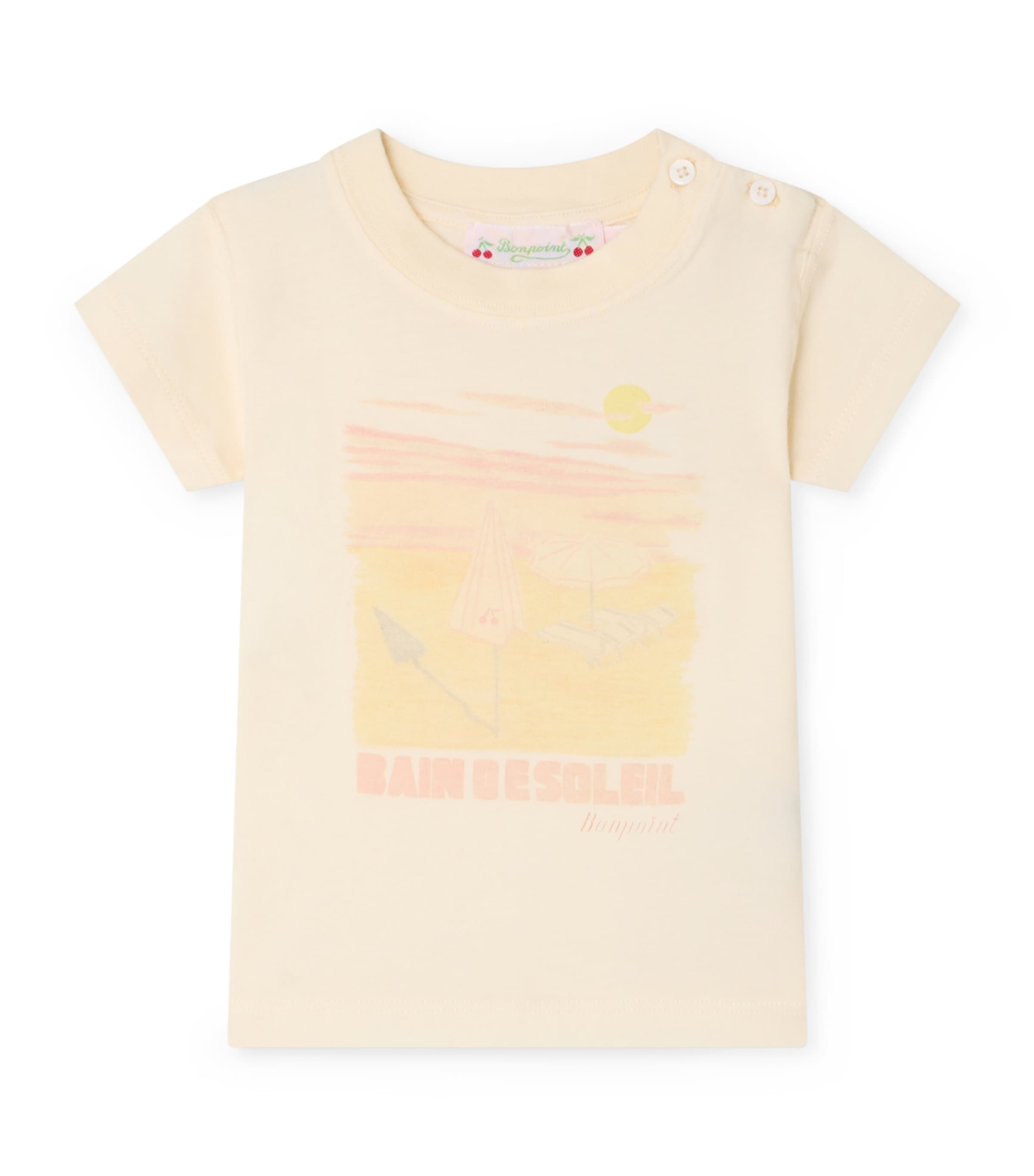 Bonpoint Cotton Printed T-Shirt (6-18 Months) Upb Ecru Image 1