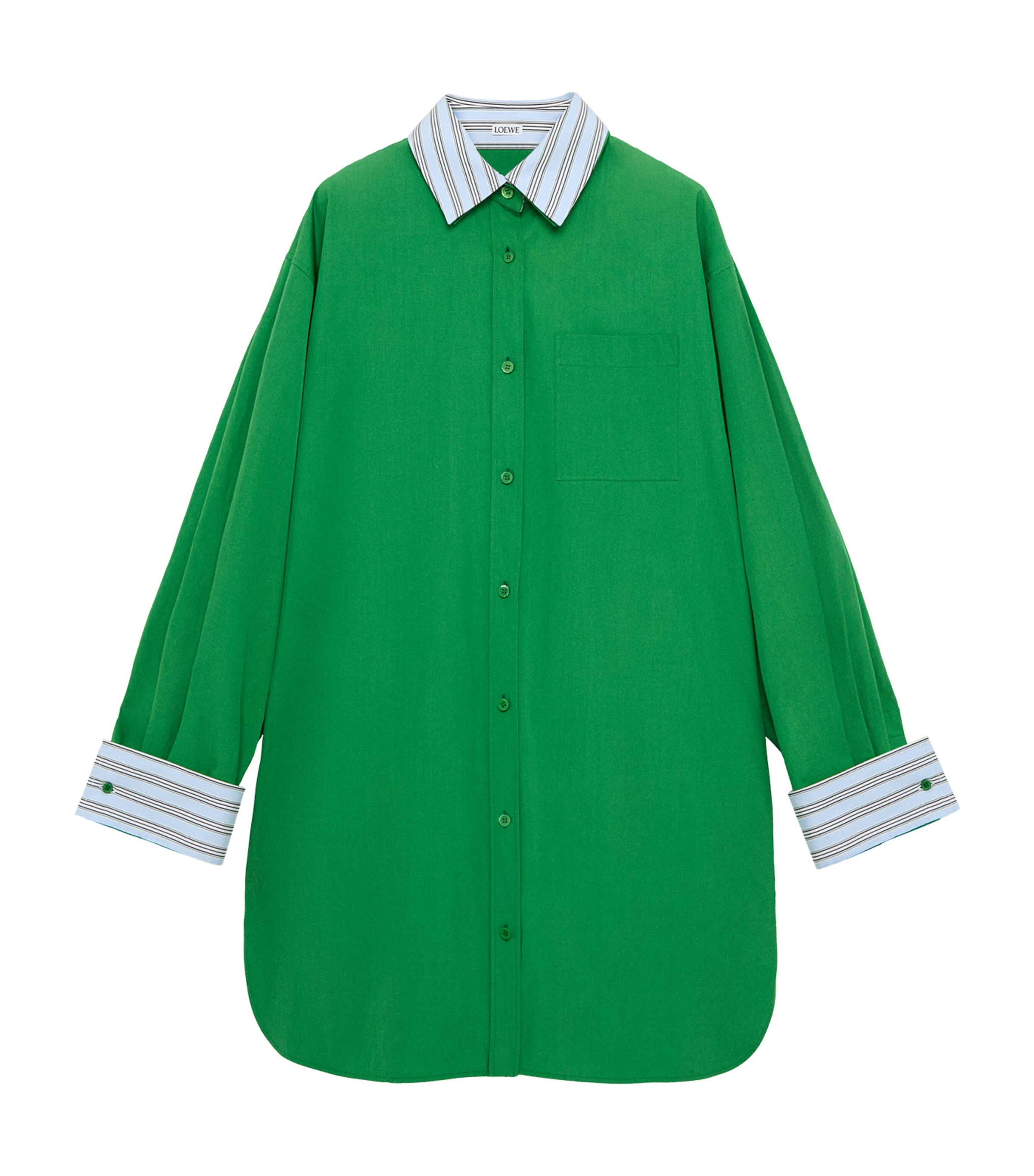 LOEWE Womens Layered Mini Shirt Dress Green Image 1