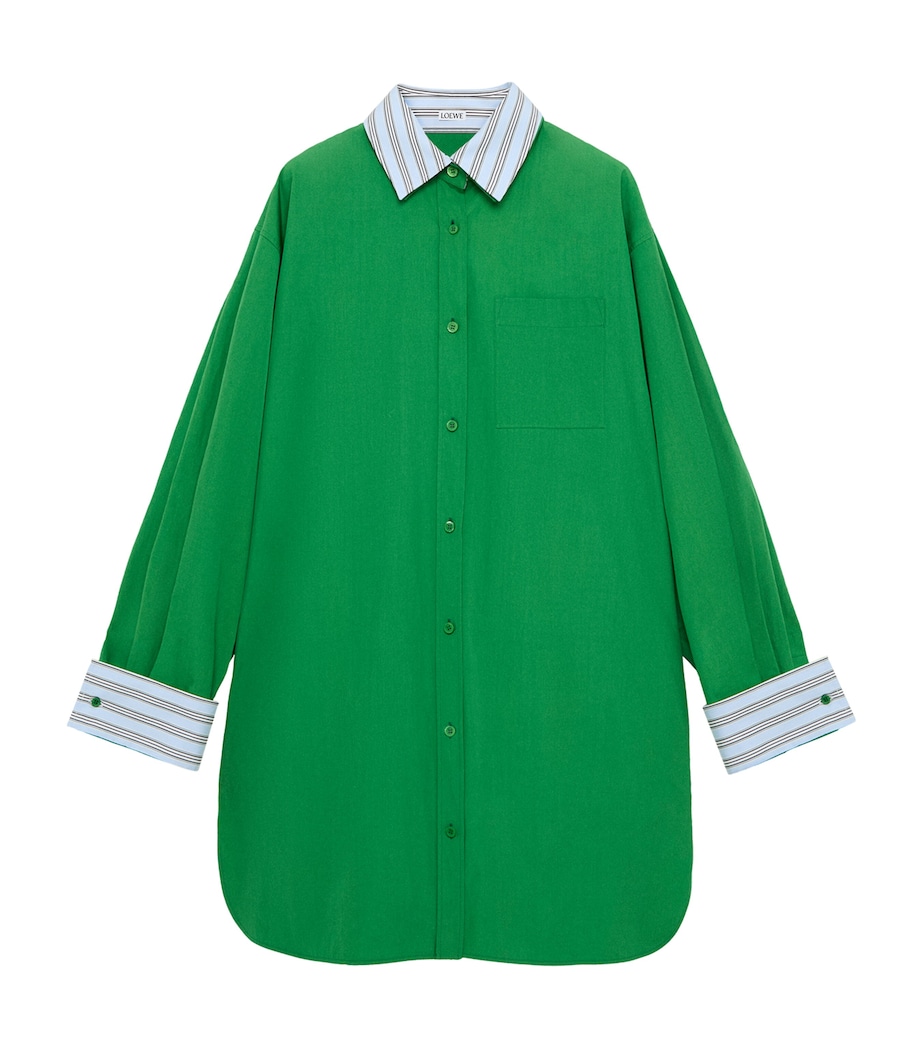 LOEWE Womens Layered Mini Shirt Dress Green Image 1
