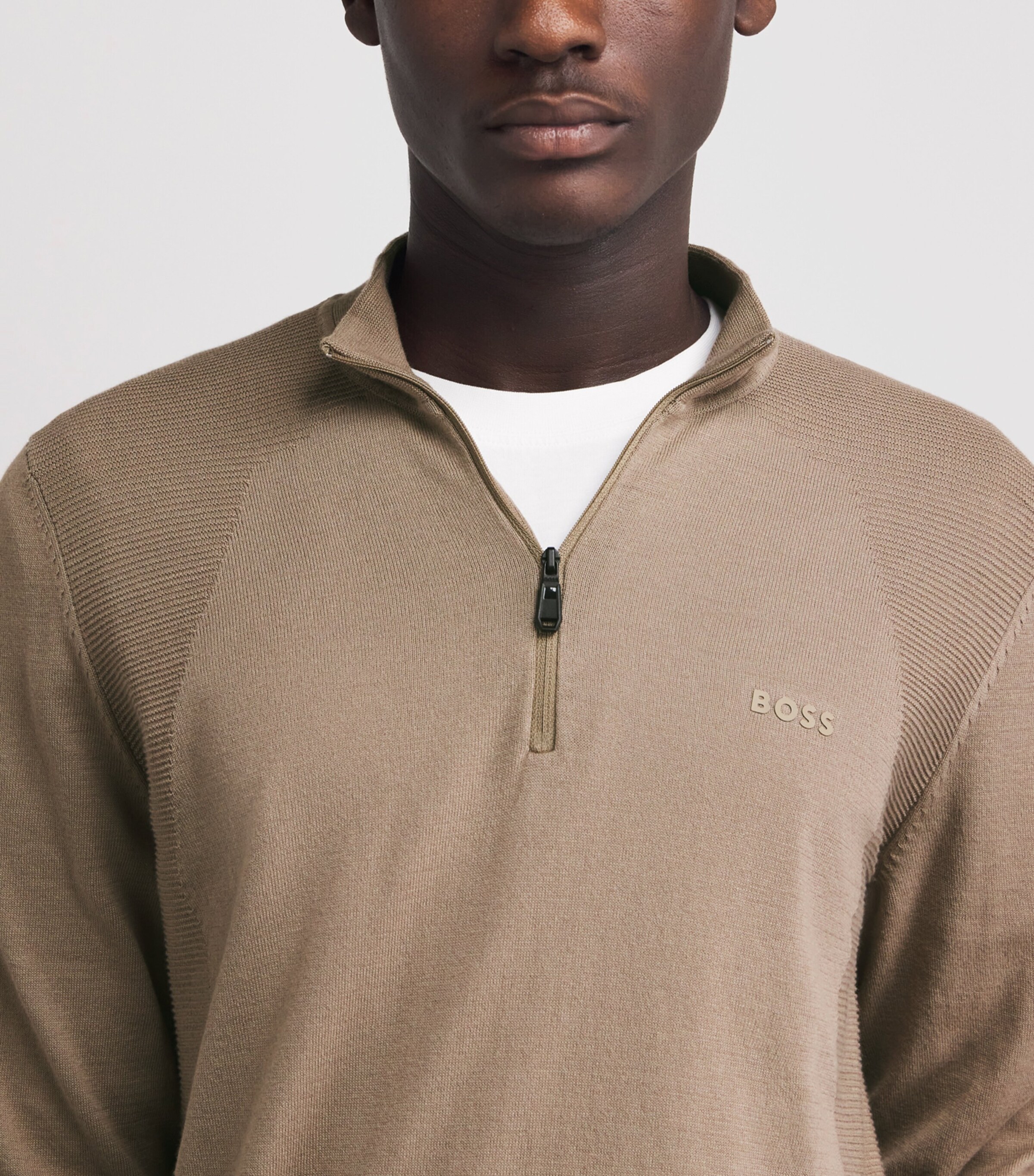 BOSS Mens Momentum Lite Quarter-Zip Sweatshirt Light Pastel Image 3