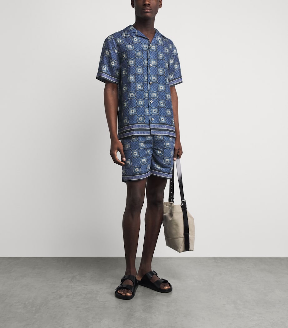 CHÉ Mens Linen Telha Print Shirt Navy Image 2