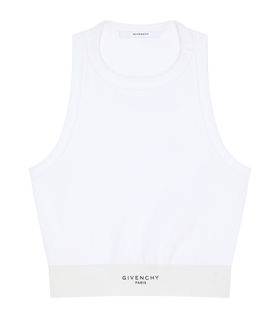 Cotton Cropped Tank Top WHITE Image 1