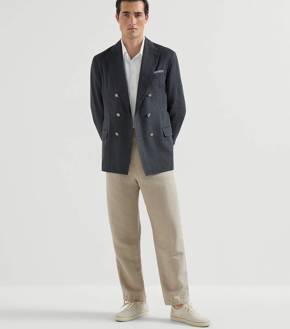 Brunello Cucinelli Mens Linen-Cotton Drill Trousers Image 2