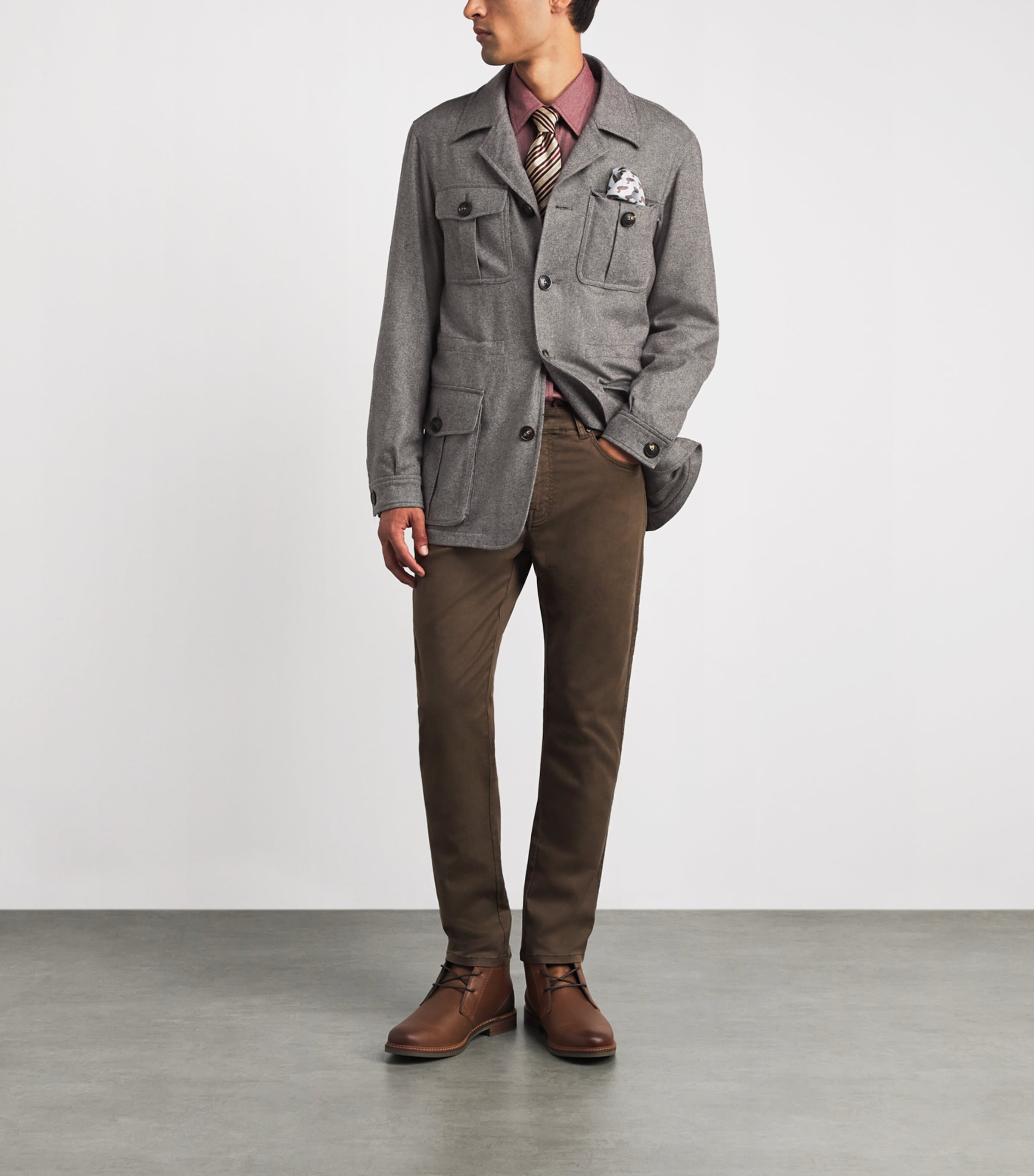 Purdey Mens Wool-Silk-Cashmere Kalahari Jacket Grey Image 2