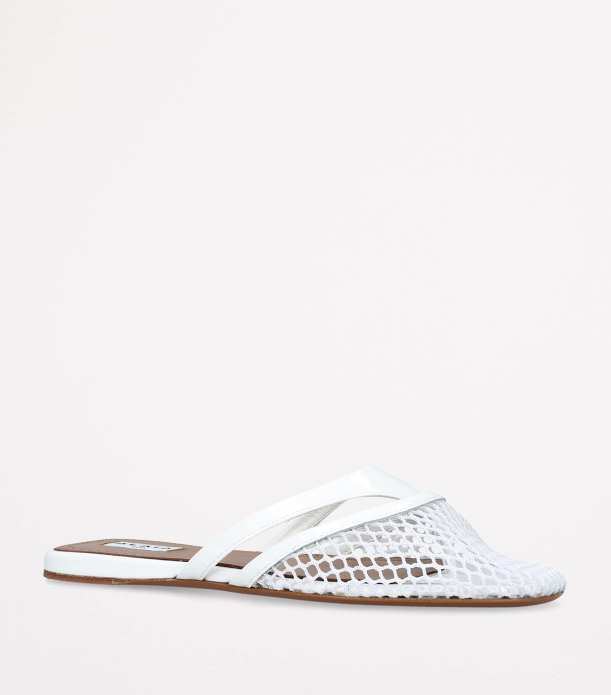Infradito Fishnet Flat Mules WHITE Image 3