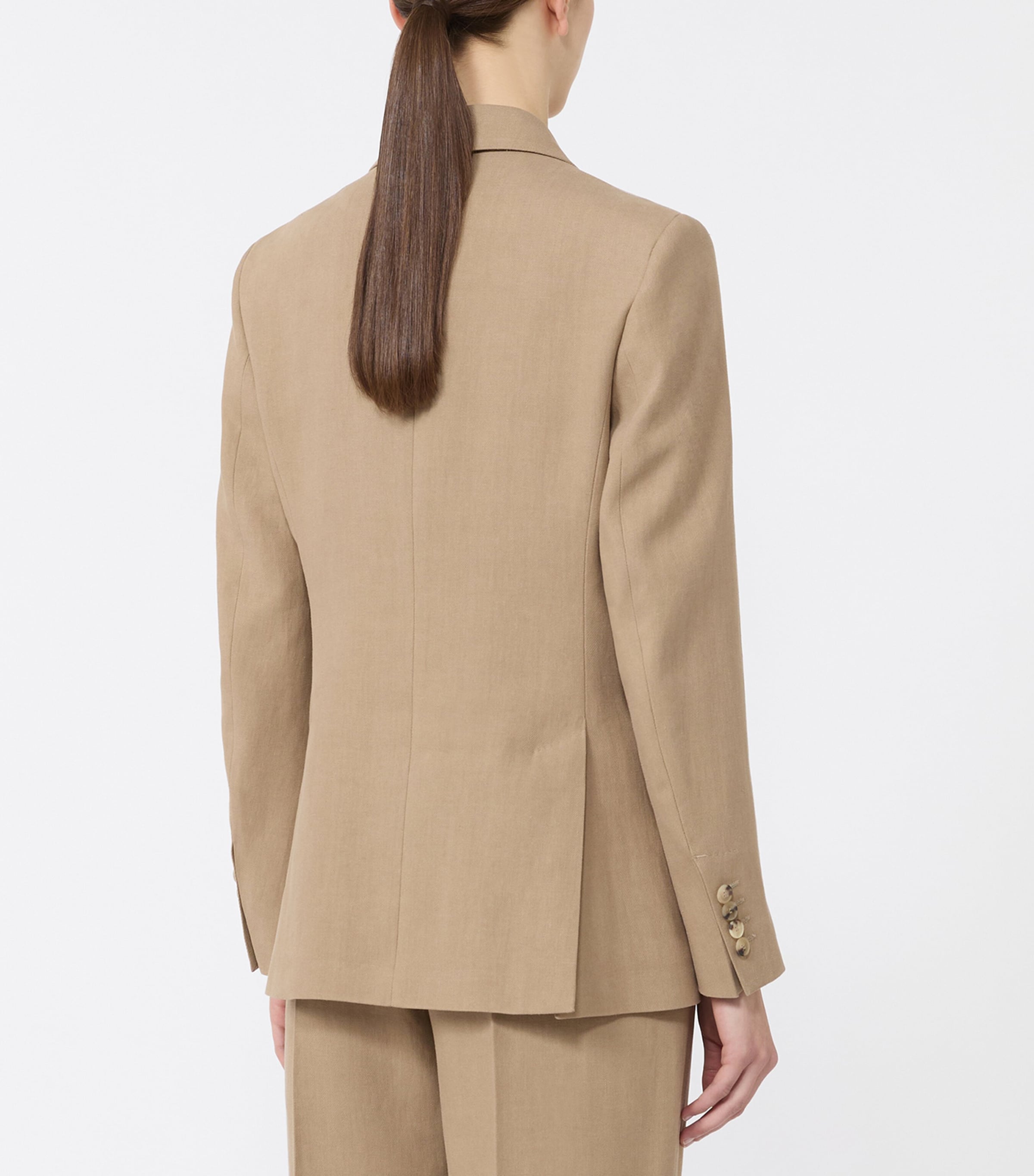 Max Mara Womens Linen Double-Breasted Blazer Desert Image 3