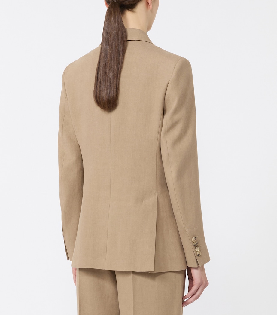 Max Mara Womens Linen Double-Breasted Blazer Desert Image 3