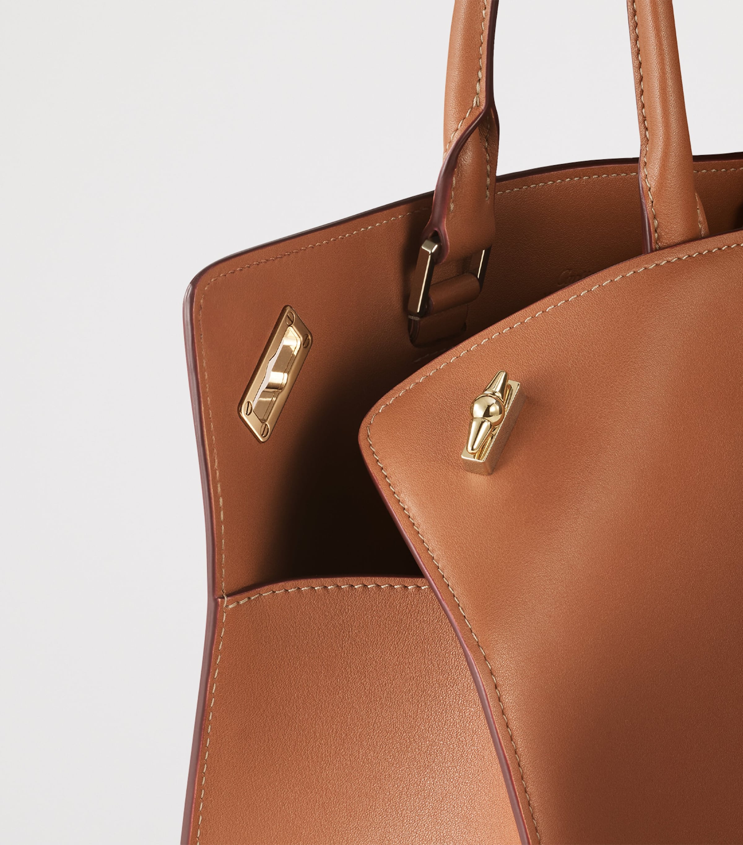 Cartier Womens Small Leather Clash Tote Bag Brown Image 4
