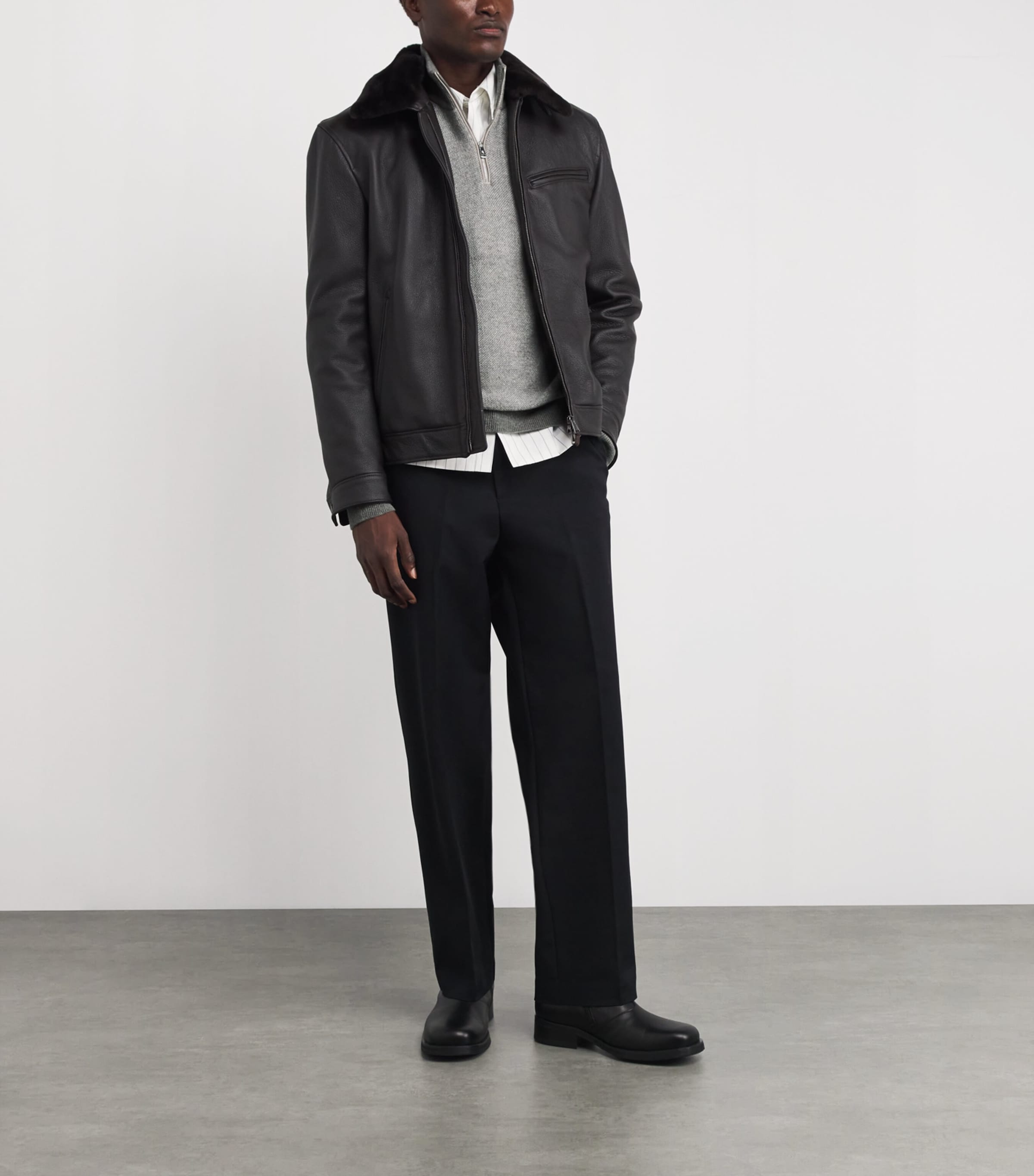 Cashmere Quarter-Zip Sweater  LIGHT GREY HEATHER Image 2