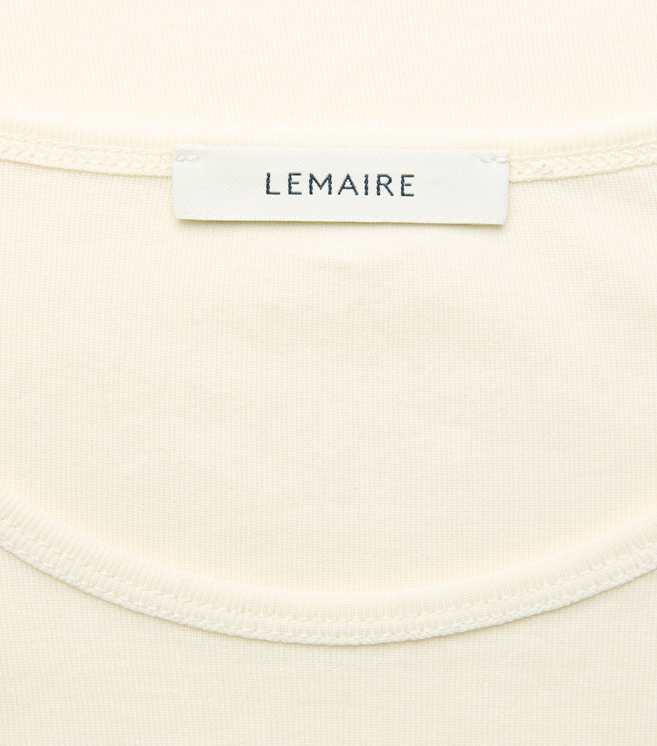 Lemaire Mens Cotton Scoop-Neck T-shirt Light Cream Image 6