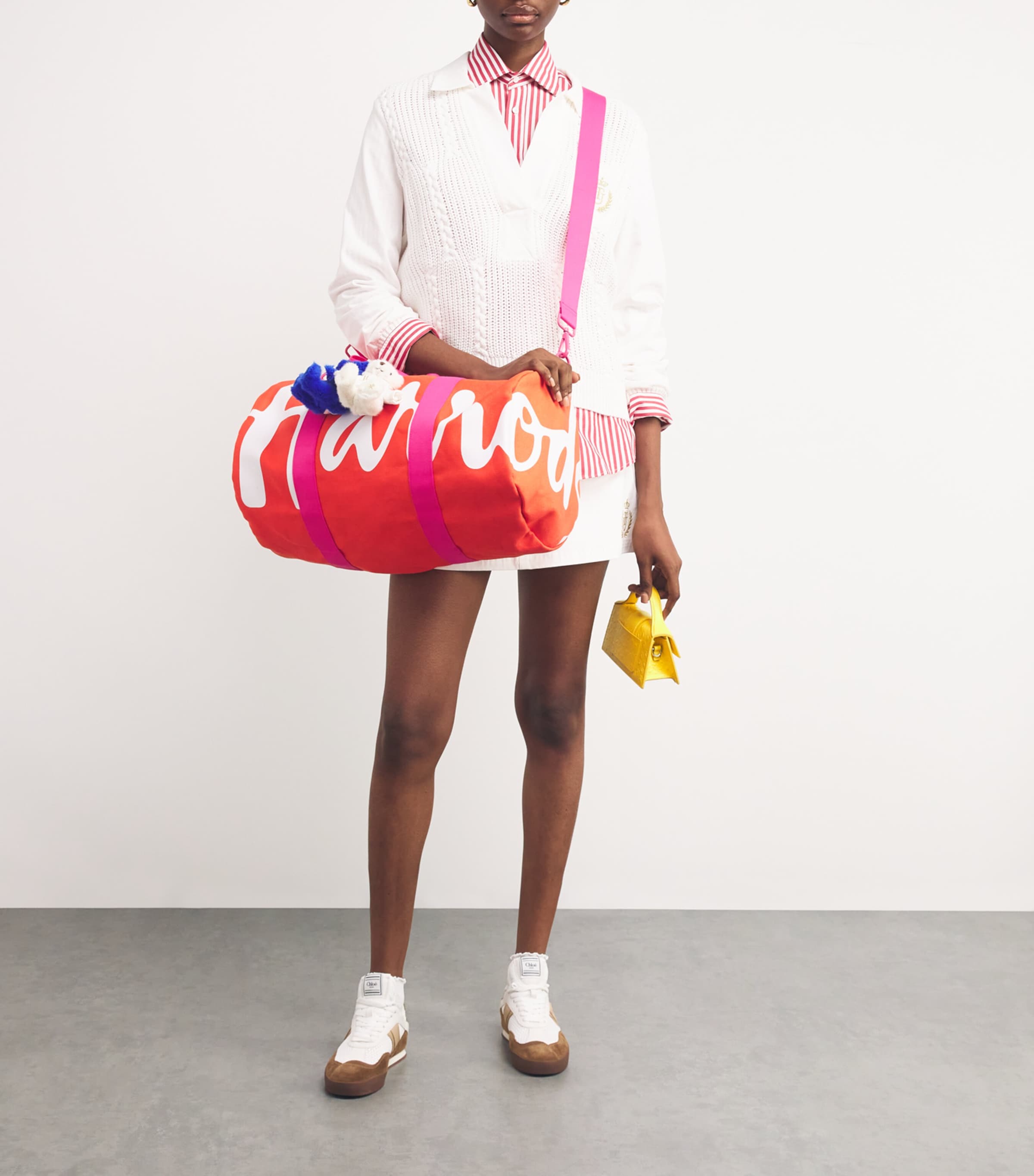 Harrods Cotton Logo Barrel Bag | Harrods UK