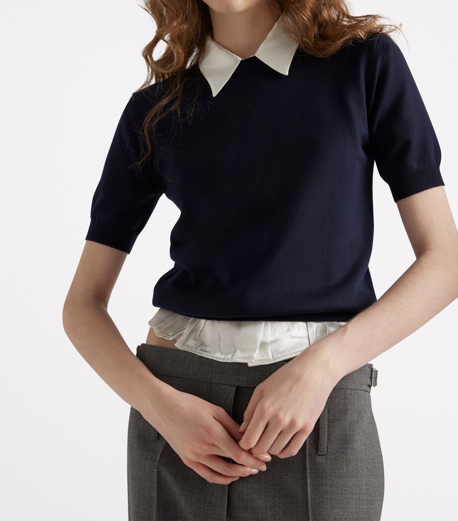 Virgin Wool Triangle Cut-Out Sweater F0008 Image 3