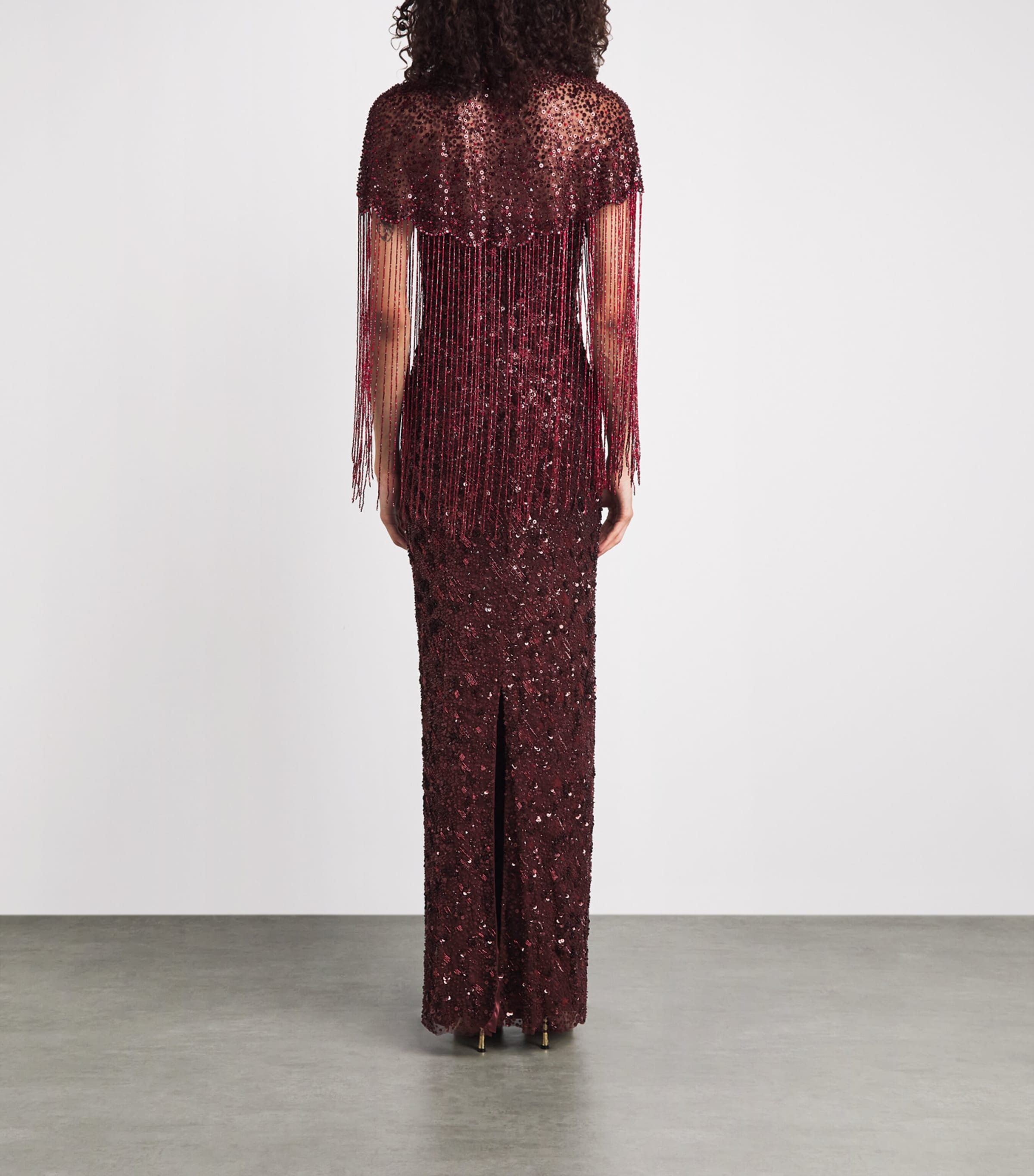 Jenny Packham Womens Embellished Sirocco Gown and Cape Bordeaux Image 4