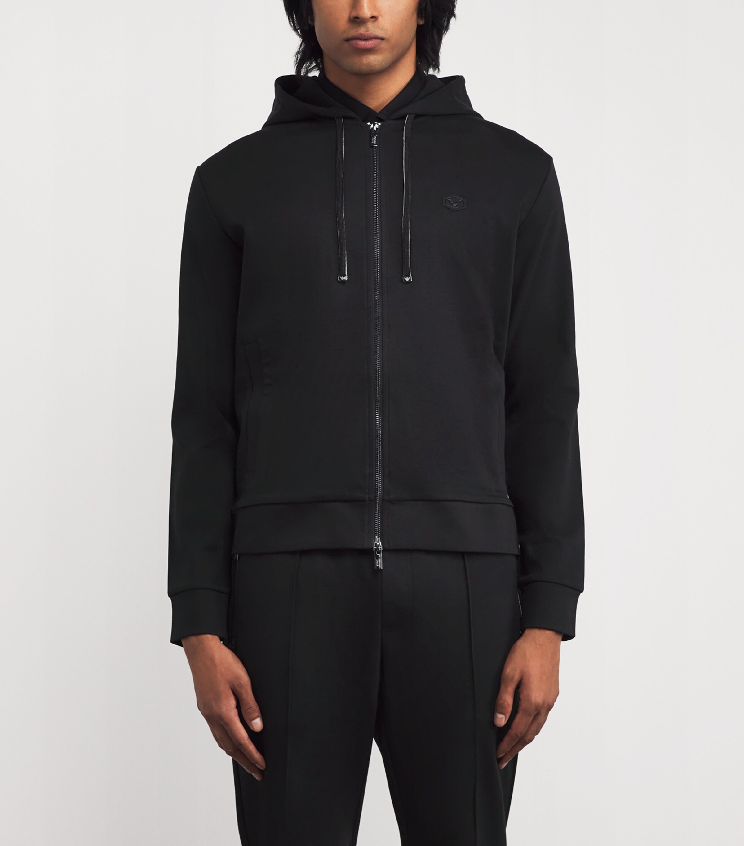 Ponte-Di-Roma Knit Zip-Up Hoodie 999 Image 3