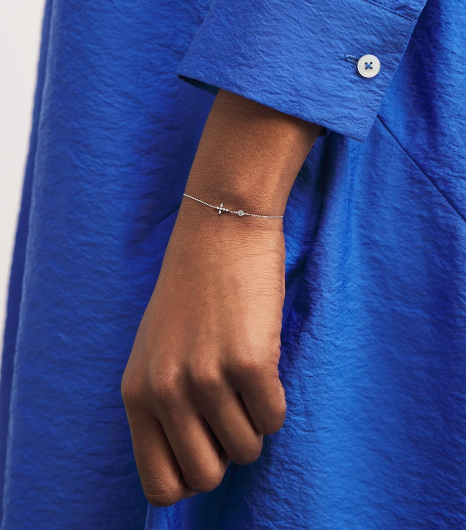 White Gold and Diamond Symbols Cross Bracelet WHITE GOLD Image 2