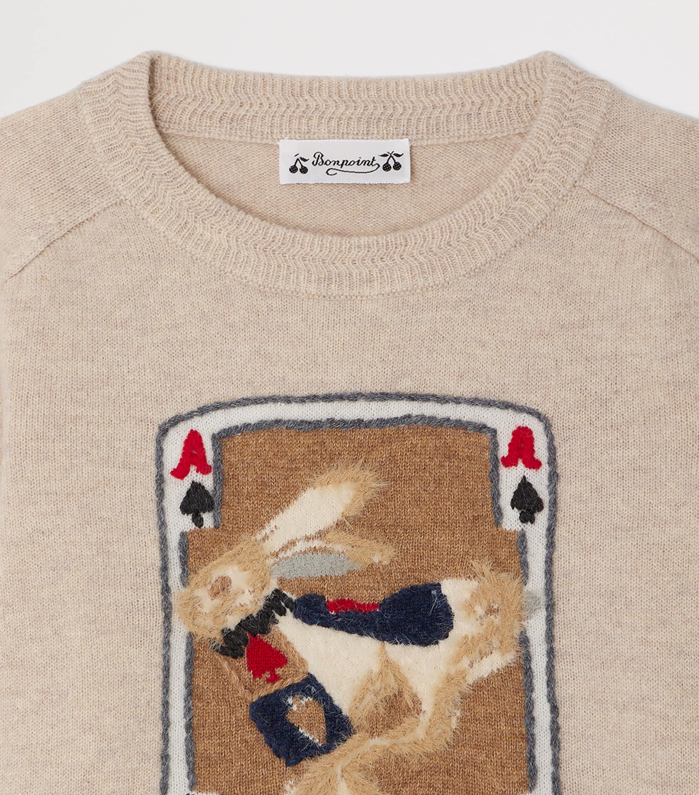 Wool Jacquard Rabbit Sweater (4-8 Years) MULTICO NATUREL Image 3
