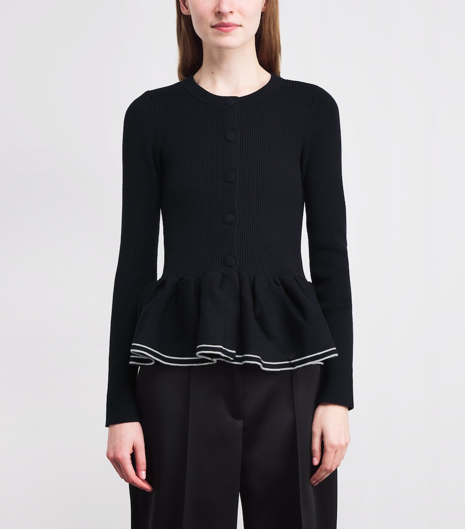 Peplum-Hem Cardigan NAVY Image 3