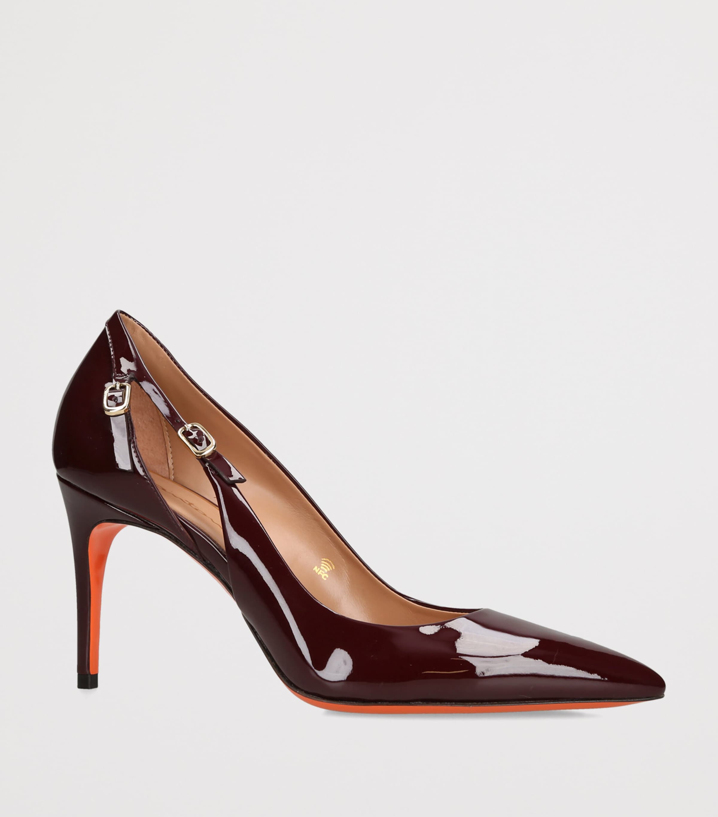 Santoni Patent Leather Audrey Pumps 80 Wine Image 2