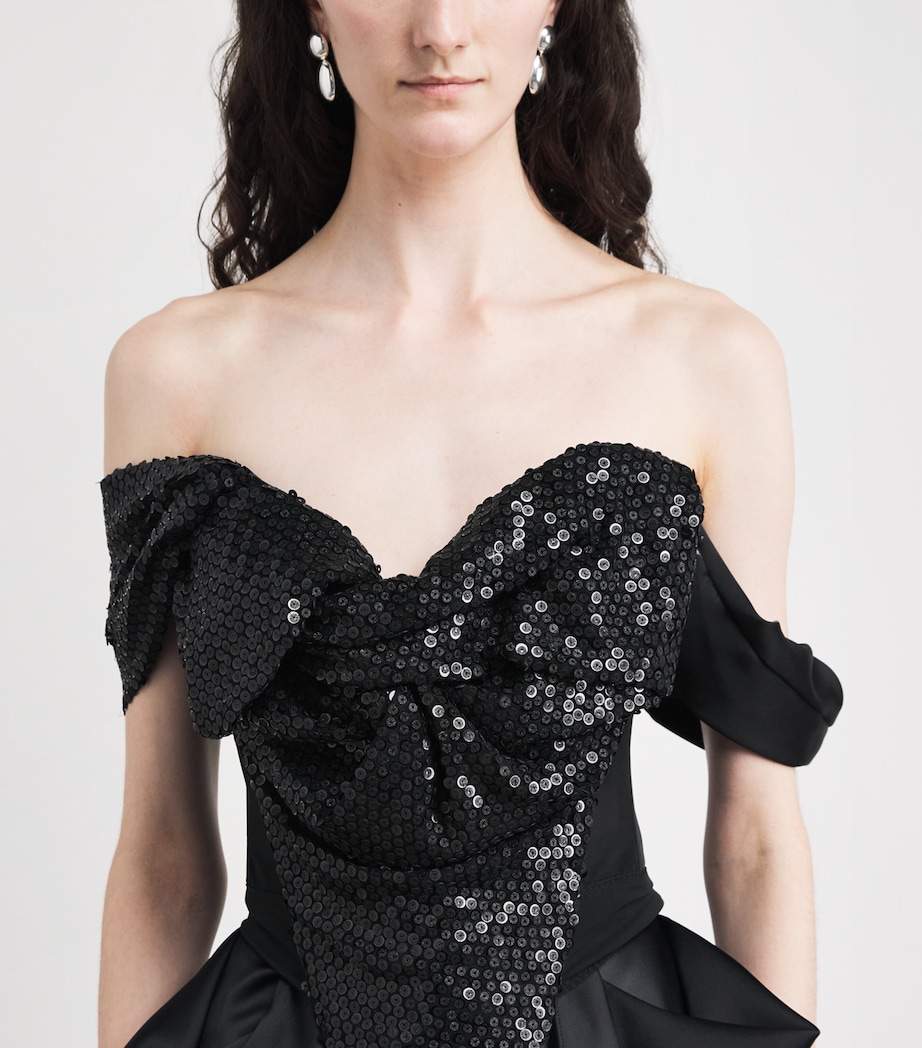 Vivienne Westwood Womens Sequin Bow Corset Top Black Image 3