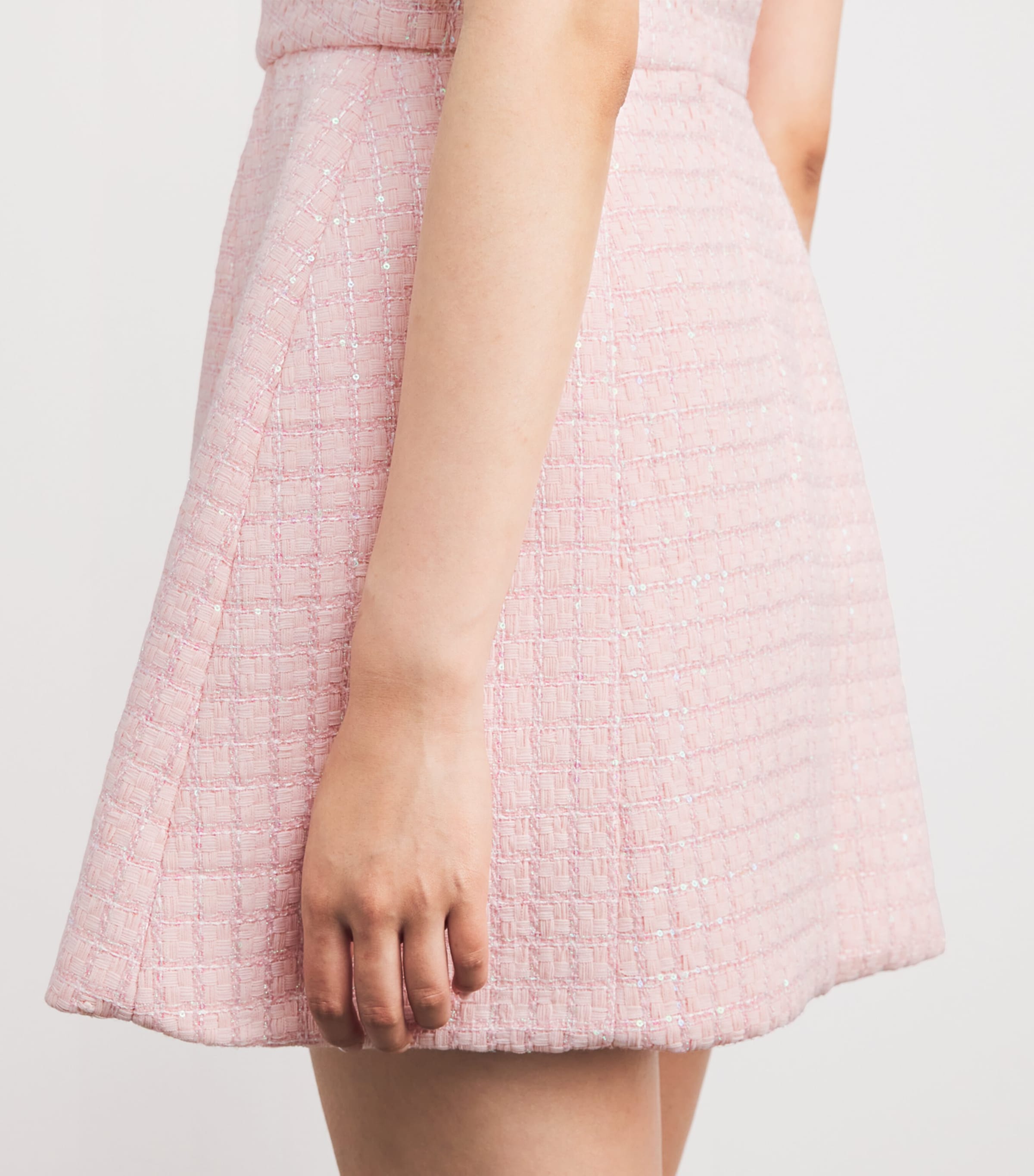 Tweed Sequinned Mini Dress PINK Image 4
