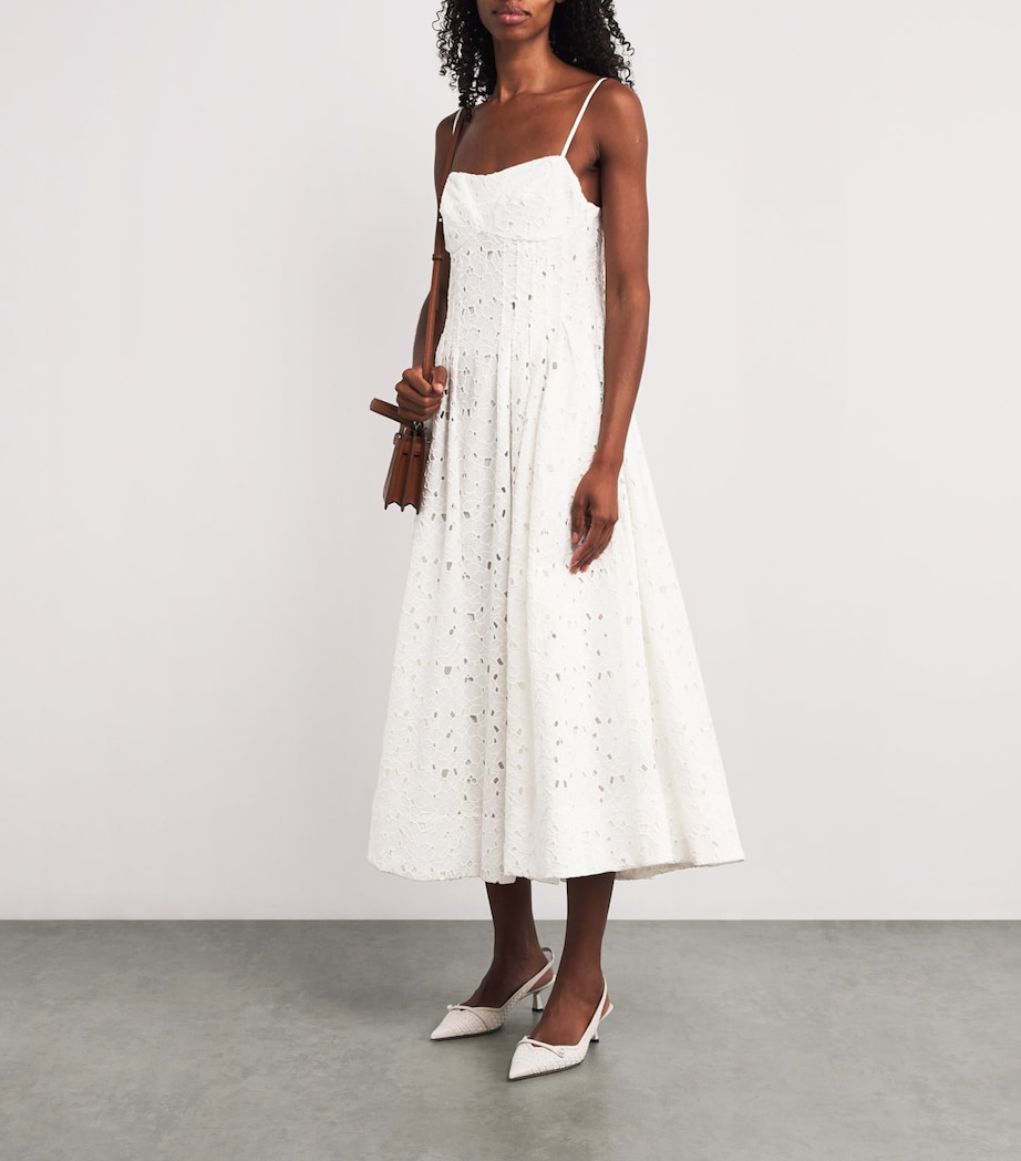 Embroidered Floral Kittiya Midi Dress WHITE Image 2