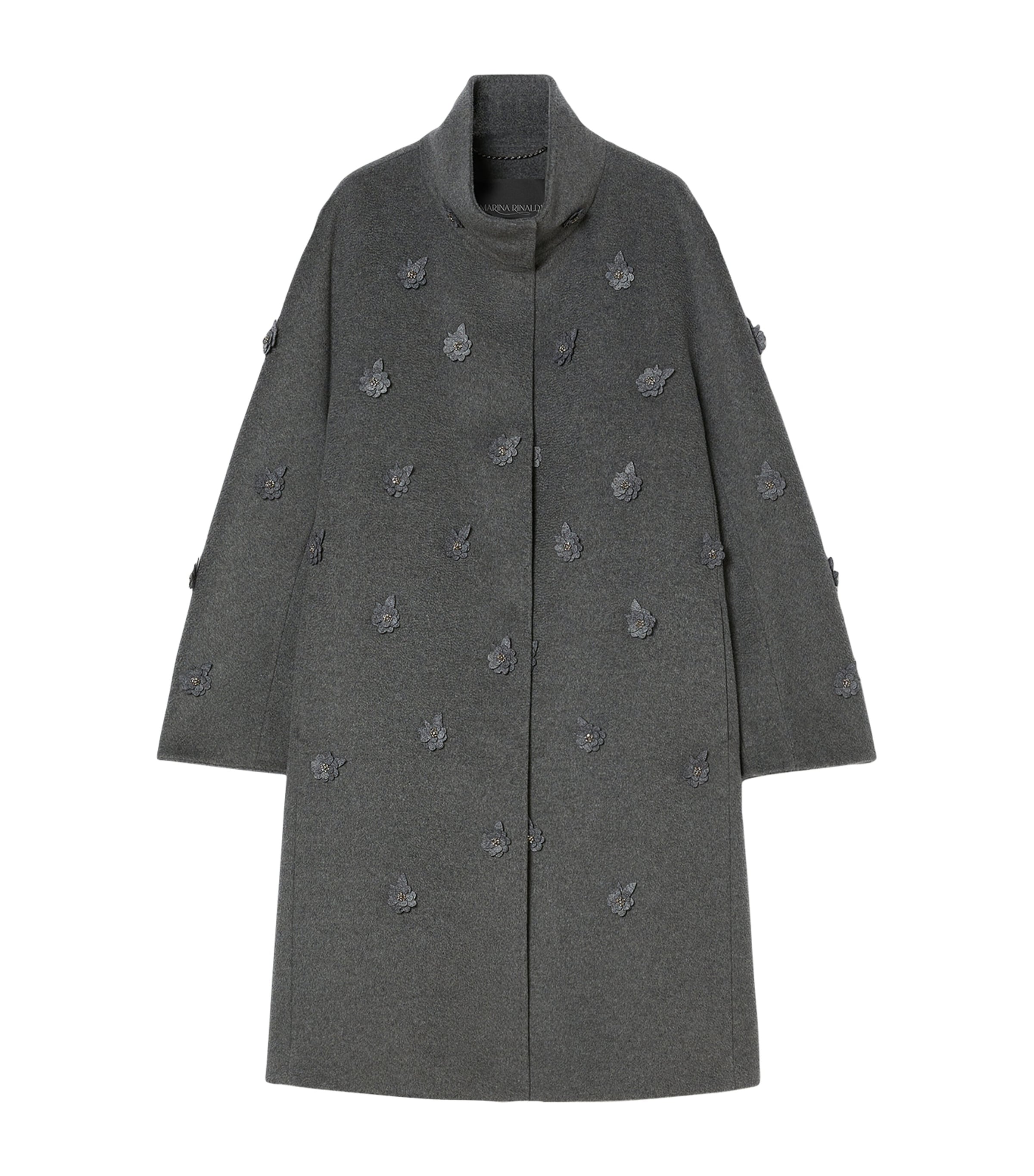 Virgin Wool Embellished Coat DARK GREY Image 1