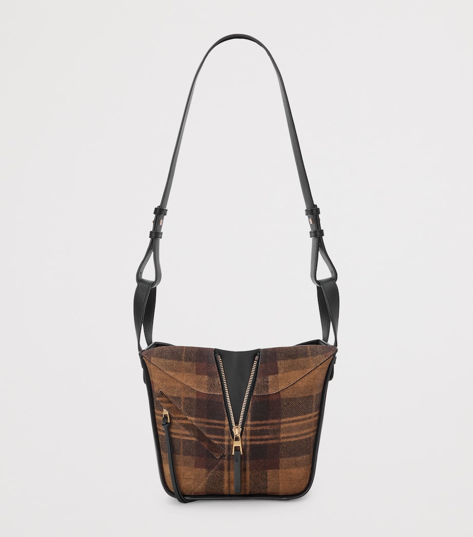 Compact Tartan Hammock Top-Handle Bag TAN BLACK Image 6