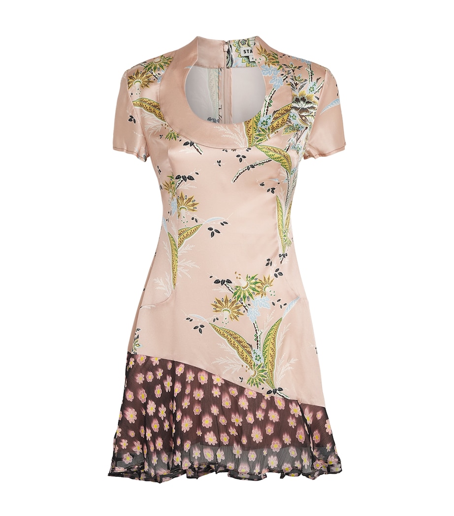 STAUD Womens Silk-Blend Printed Rae Mini Dress Tprm Tpstry Rse Mlti Image 1