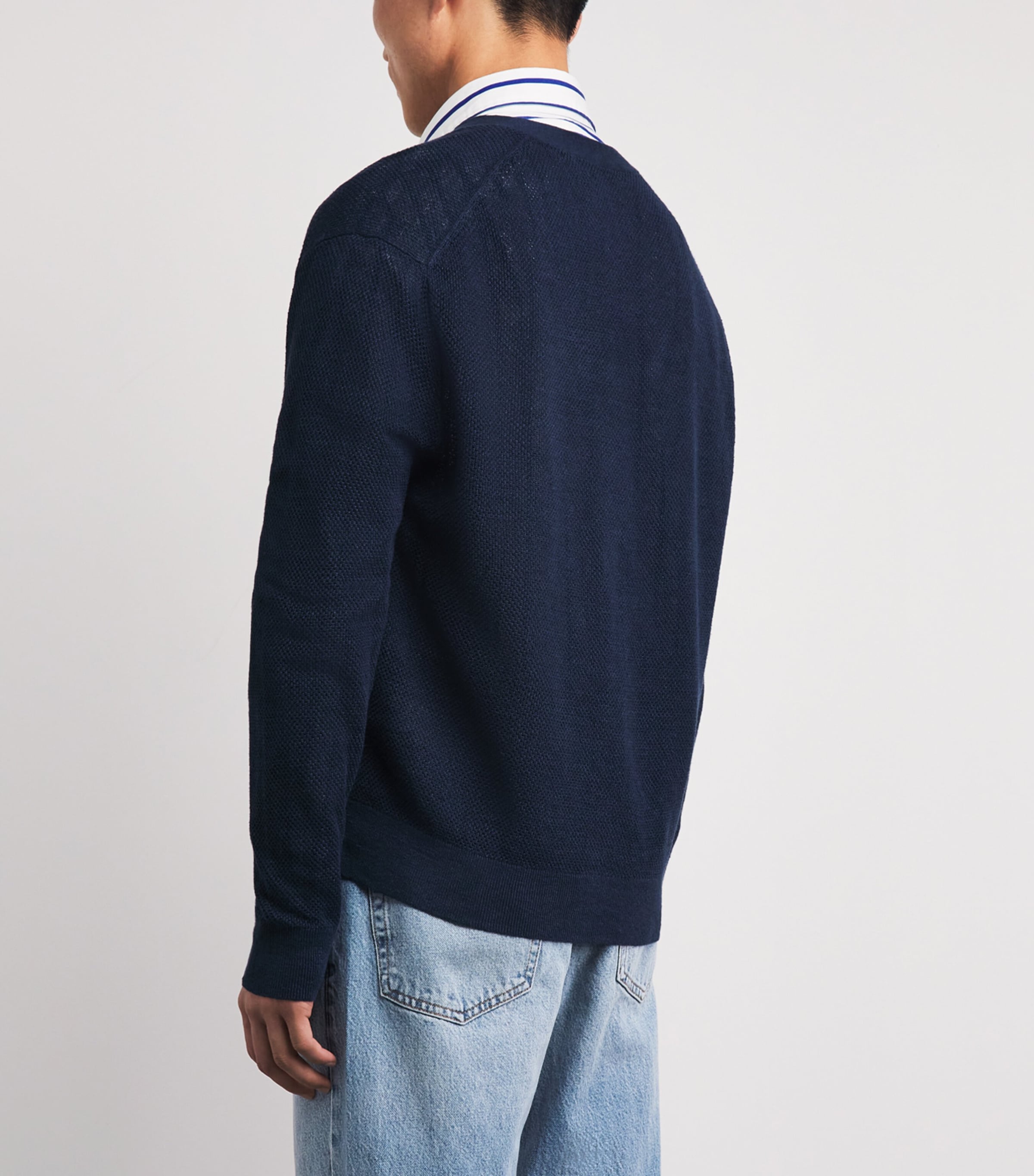 Polo Ralph Lauren Mens Linen Relaxed Cardigan Newport Navy Image 5