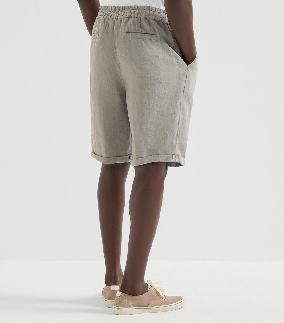 Brunello Cucinelli Mens Linen Drawstring Bermuda Shorts Image 5
