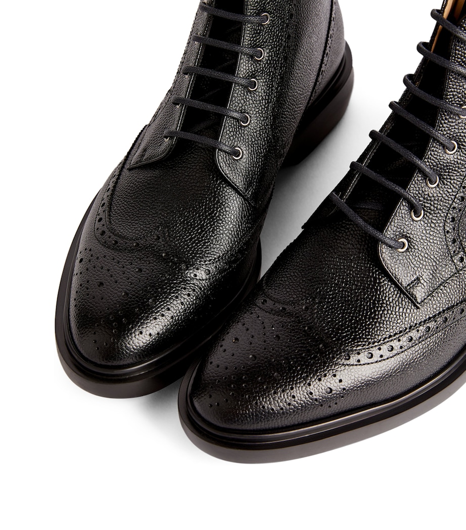 Leather Lace-Up Boots BLACK Image 6