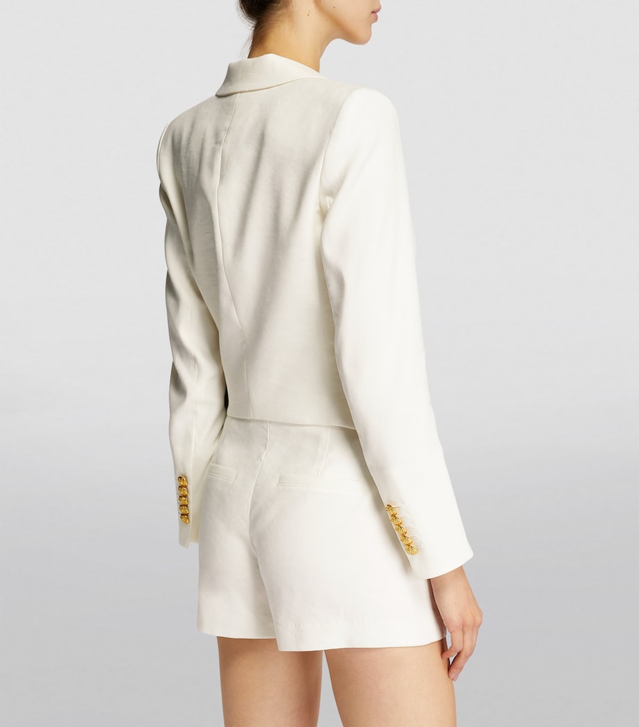 Linen-Blend Hosanna Dickey Blazer WHITE Image 4