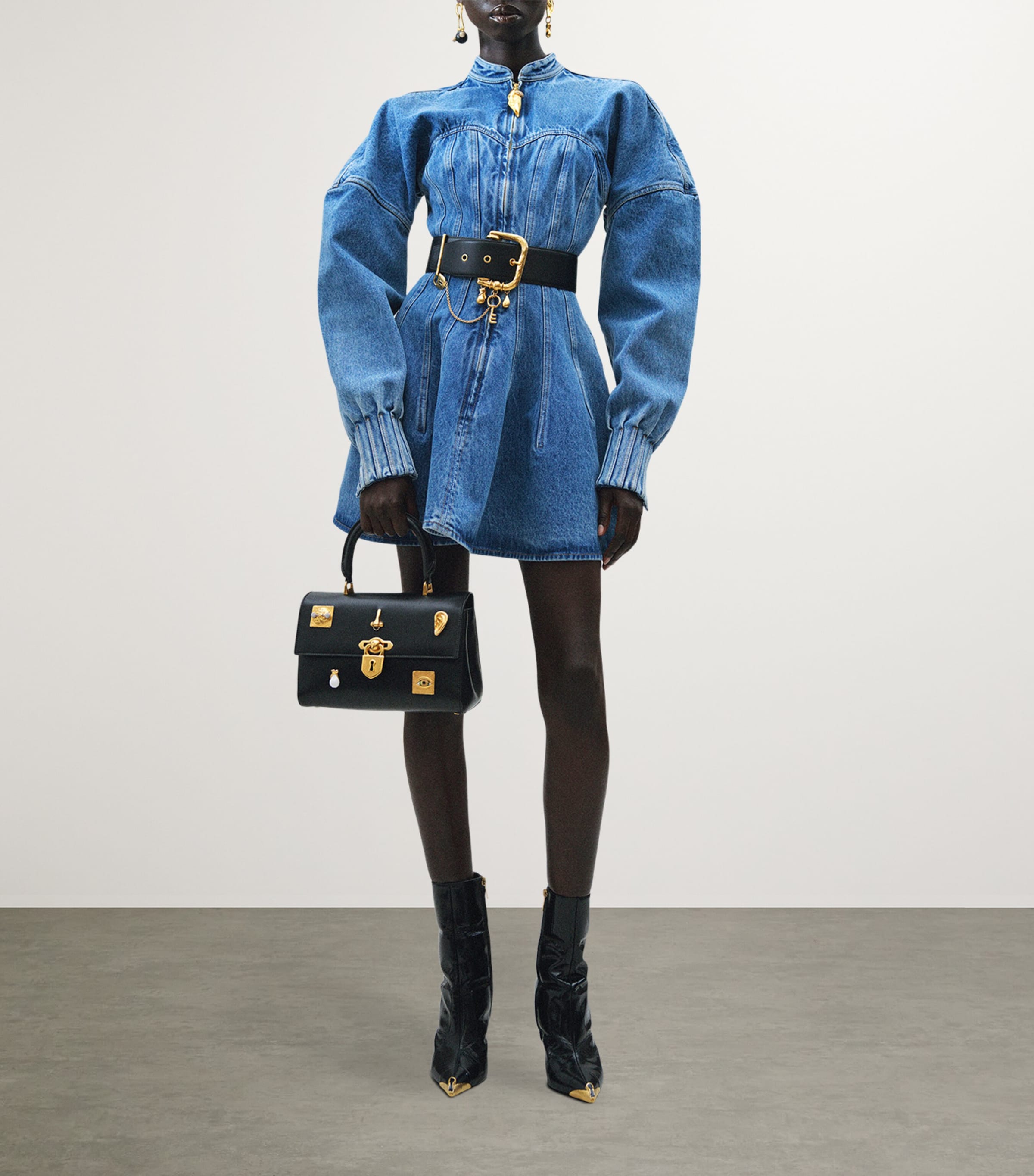 Leather Charm Belt 999BLACK Image 2