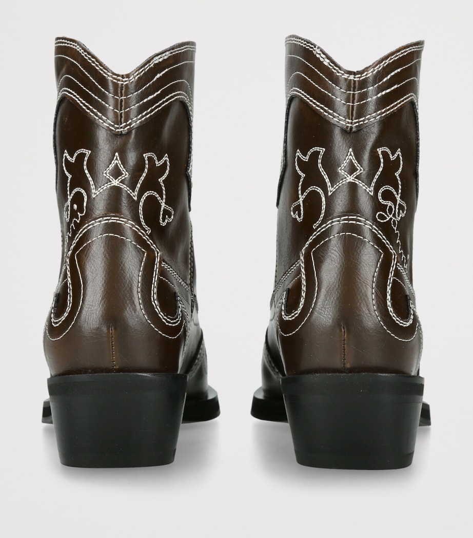 GANNI Embroidered Western Boots 40 Dark Green Image 2