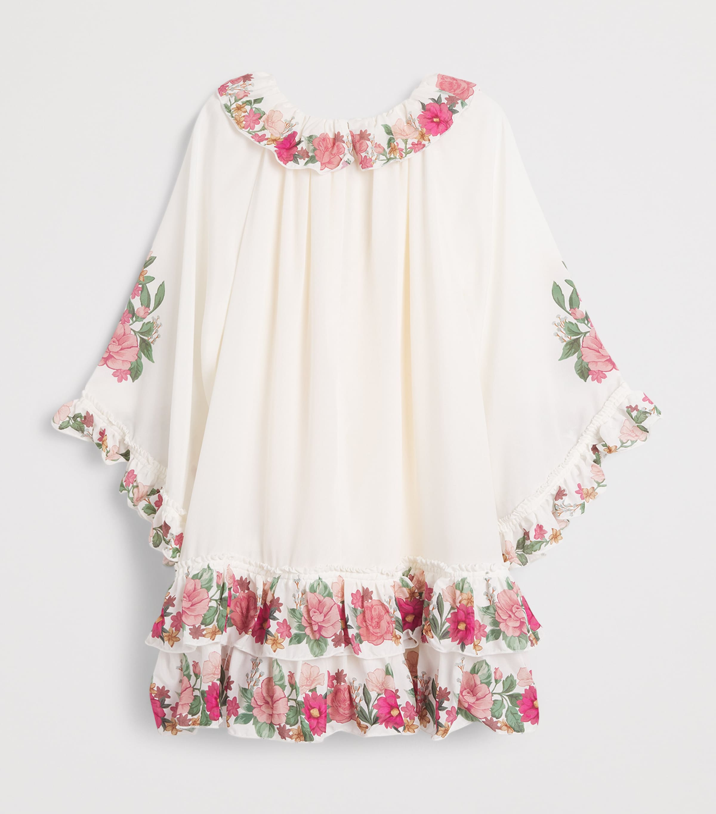 Chloé Kids Voile Ruffled Printed Dress (4-14 Years) Ivory Image 2