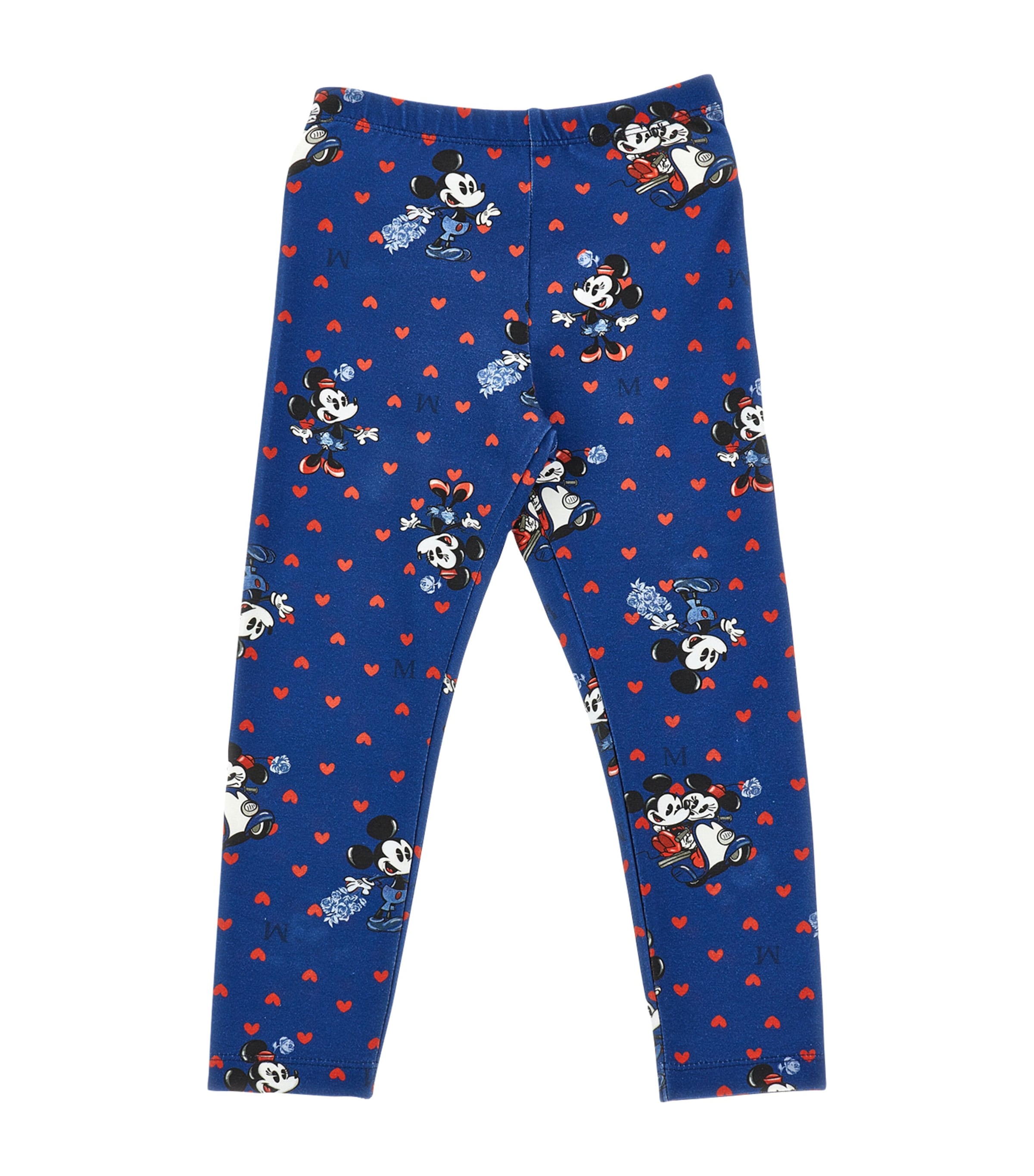 Monnalisa X Disney Stretch-cotton Printed Leggings In Blue
