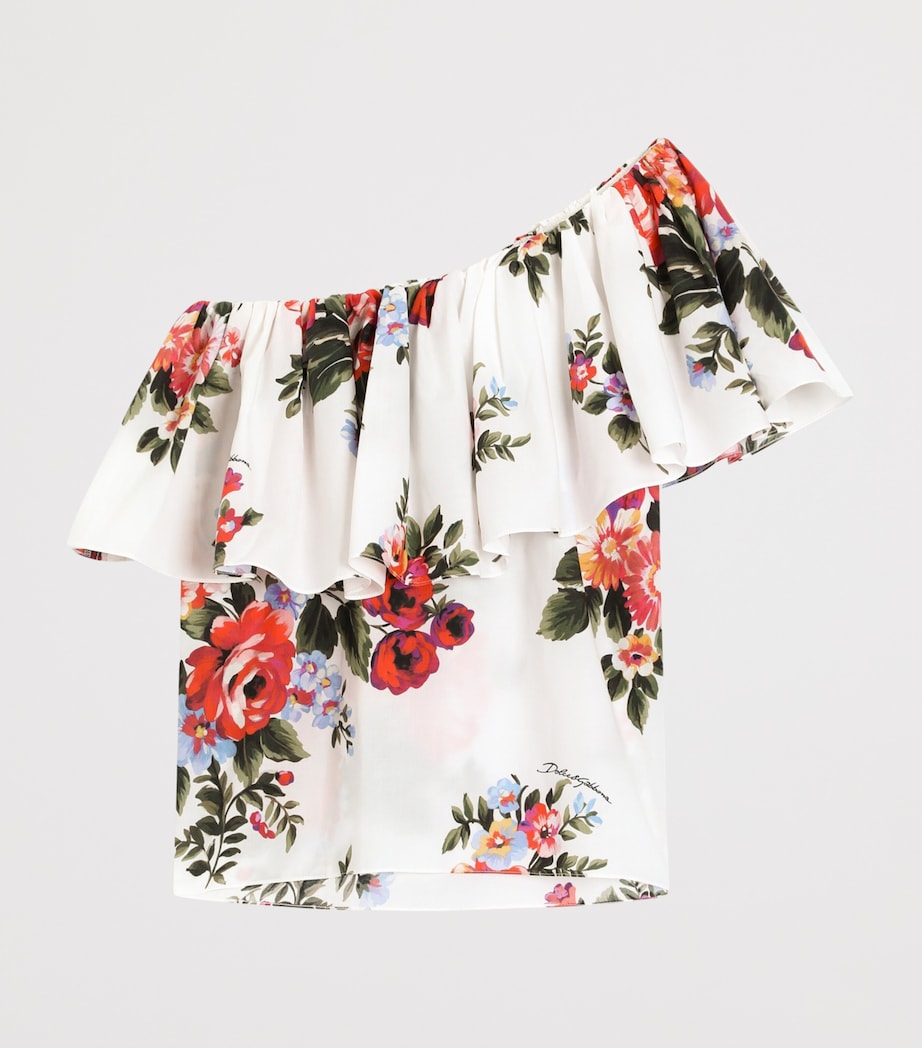 Dolce&Gabbana Kids Floral One-Shoulder Top (8-12+ Years) Mazz.fiori F.b Image 2